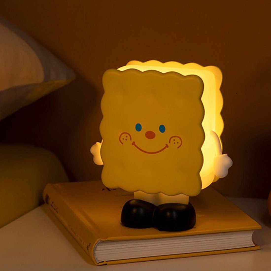 Biscuit Haiaveng Nachtlicht, Schreibtischlampe Nachtlicht,USB Wiederaufladbar Nachtlicht LED Geometrische Nachttisch Kinder Ambient Cartoon