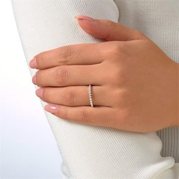 Brilladia Diamantring 750er Weißgold Eternity Ring mit 15 Diamanten 0,08 ct.