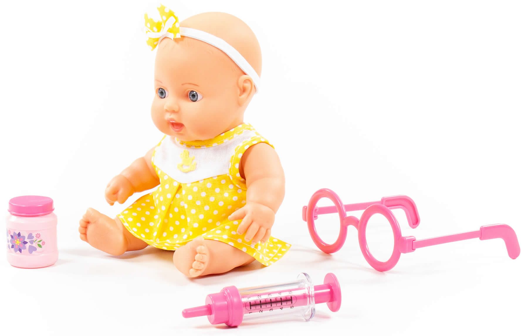 Polesie Babypuppe Puppe 24 cm mit Arzt Doktor Medizin Zubehör 3-tlg.