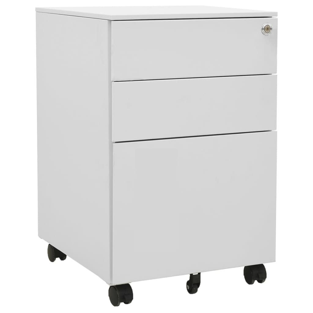 Aktenschrank Büroschrank Hellgrau 39 x 45 x 60 cm aus Stahl mit 3 Schubladen