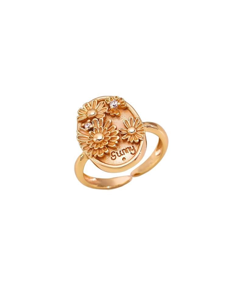 Jumpeak Silberring S925 Silber Ring Damen,Gänseblümchen Offen Ring,Verstellbarer Ring, 18K Vergoldet,Weißgold Ring,Geschenk Frauen,Vintage Elegant ring