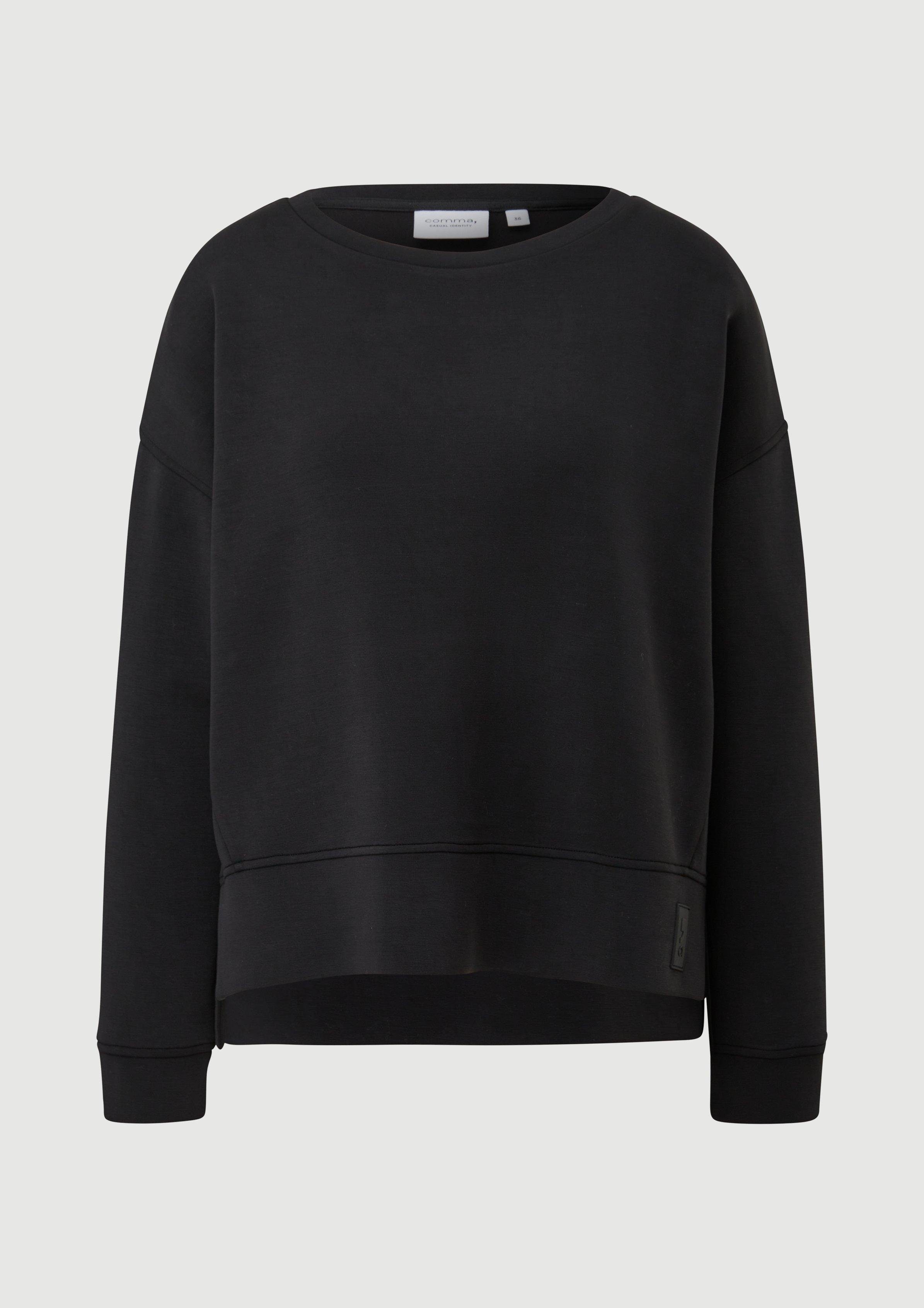 Modalmix comma Langarmshirt Logo casual schwarz aus Sweatshirt identity