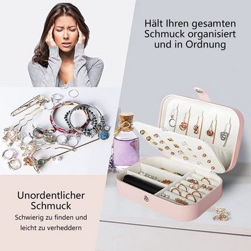 BOTC Schmuckkasten PU-Leder Schmuckaufbewahrung Schmuckkoffer (Schmuckschatulle, Unverzichtbar für die Reise, Aufbewahrungsbox für Schmuck), Schmuckschatulle, Kunstleder, handgehalten, Rosa