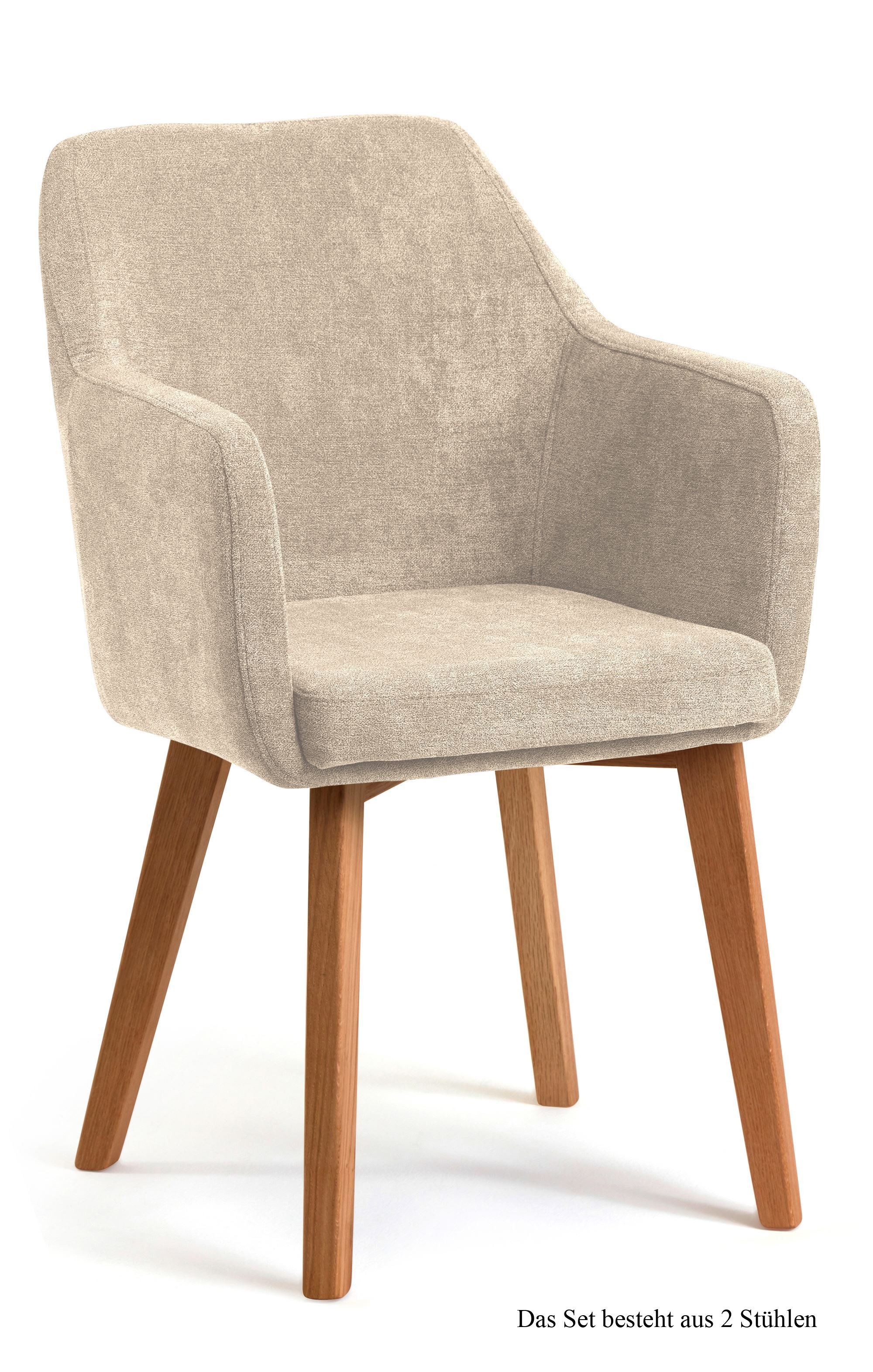 58 aufm Kessel Esszimmerstuhl Armlehnstuhl (2er-Set) Darleen 57x87x60 Eiche geölt/Marsala (Lieferung bis Verwendungsstelle, 2 St), Stabiles Gestell aus Massivholz pflegeleichter Bezug aus Microfaser