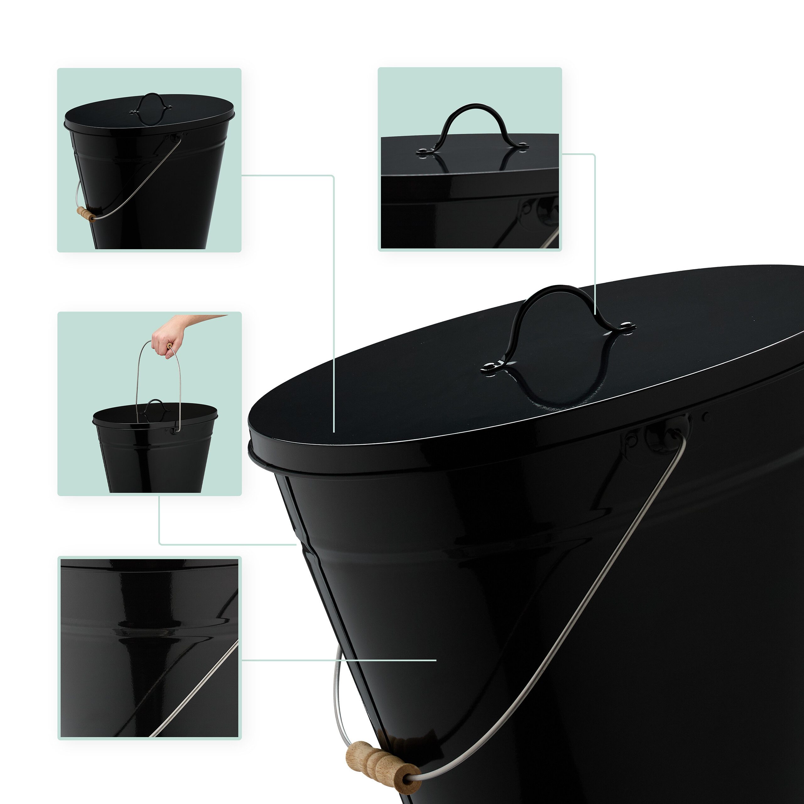 relaxdays Mülleimer Ascheeimer mit Deckel 18,5 Liter