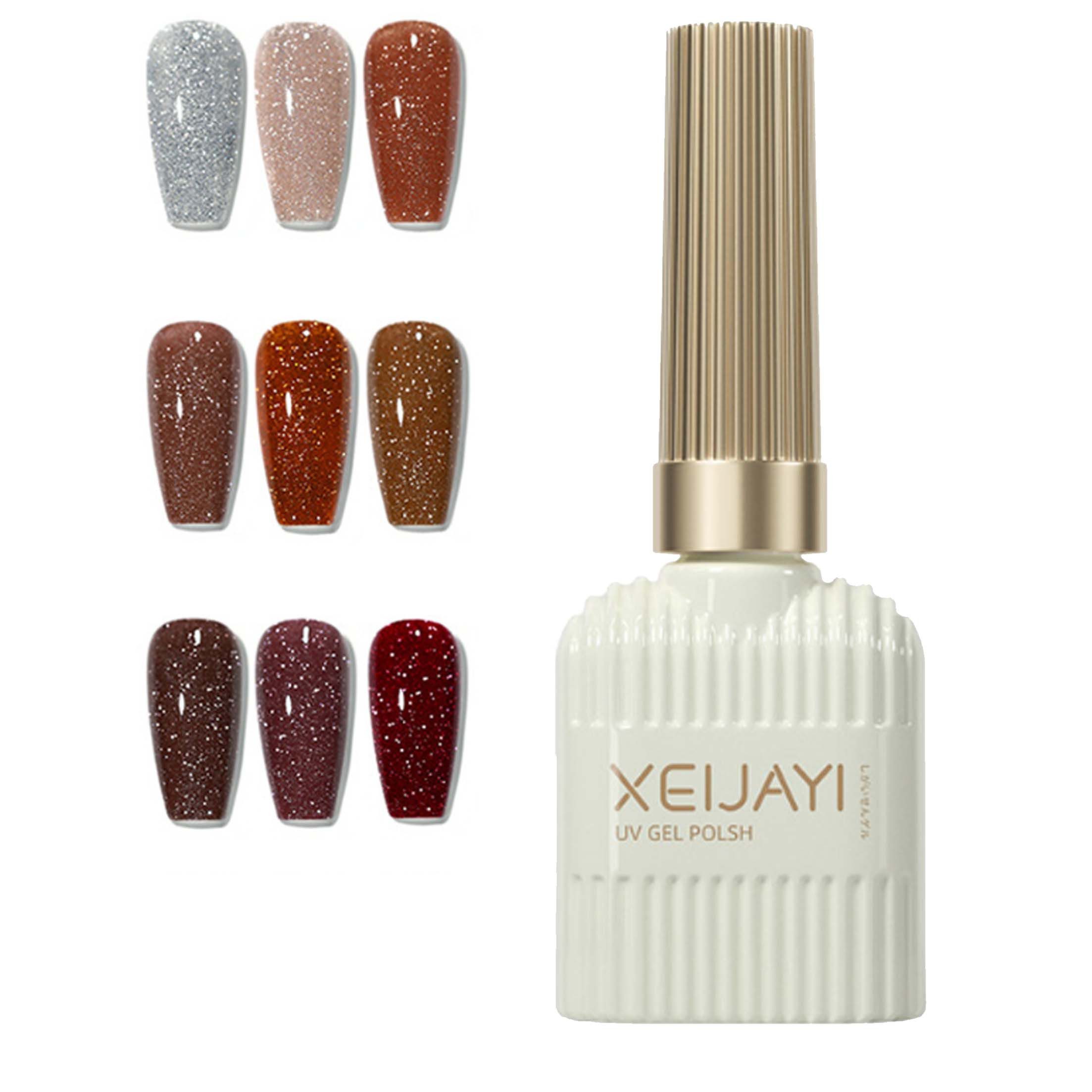 KINSI UV-Nagellack-Set 12 Farben Glitzer-Chip Nagellack Set, Maillard-Stil, Home Salon, 12-tlg., Semi-Permanente Glitter-Gel-Reflexe für die Nagelkunst