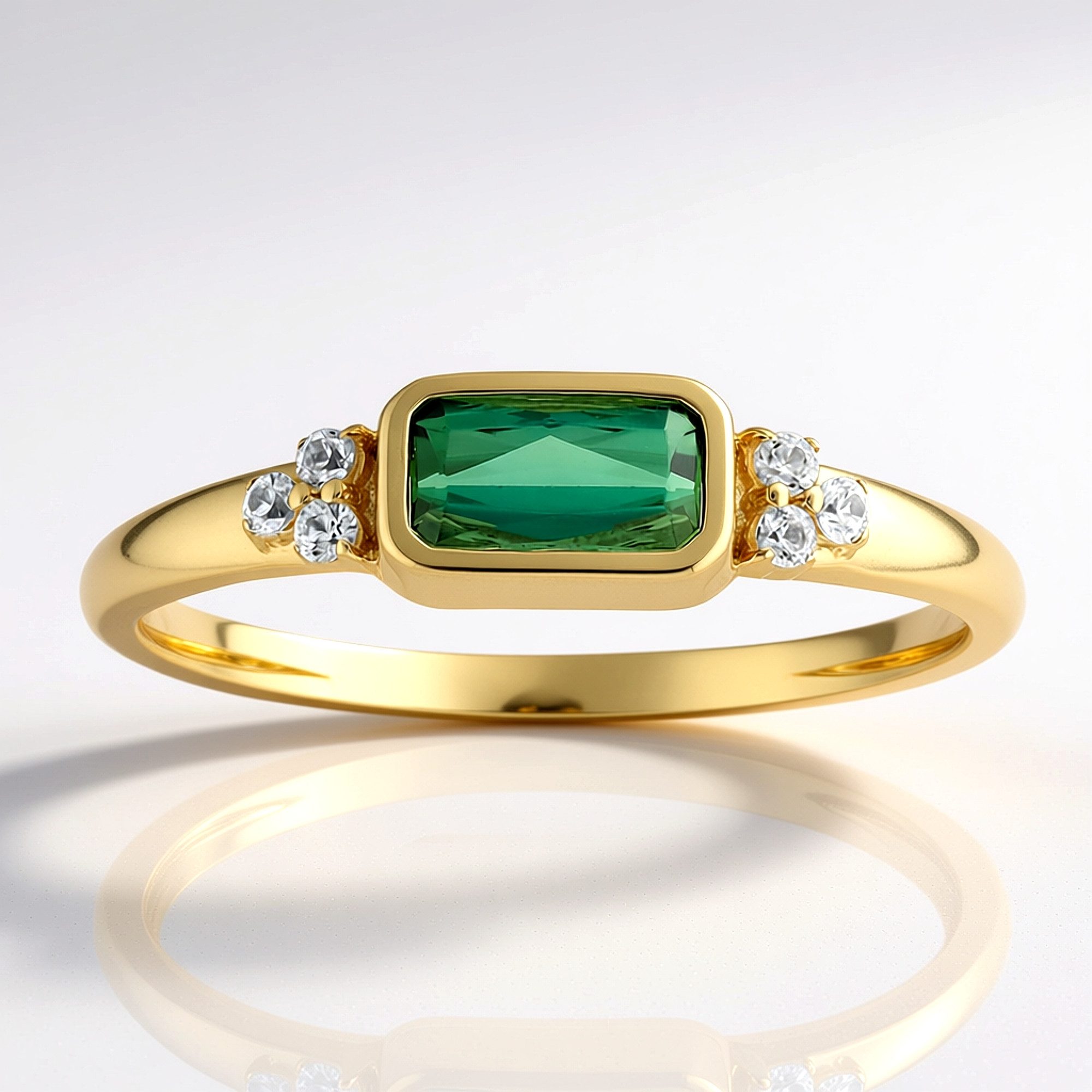 Cavill Goldring 9K Gelbgold Ring mit 0,55 ct grünem Turmalin und Zirkonbesatz (1-tlg)