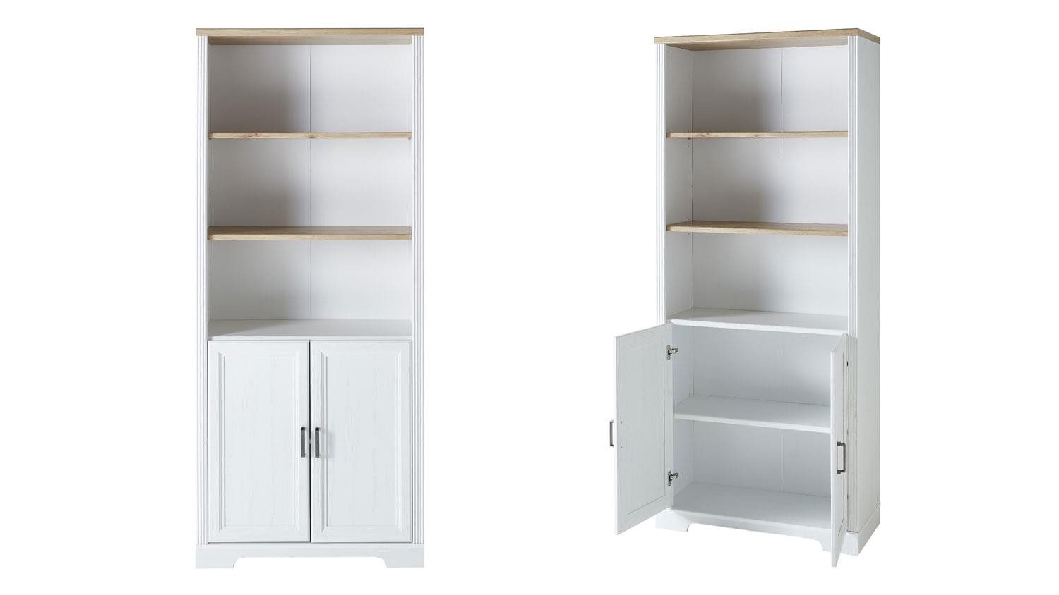 Innostyle Büromöbel-Set Büro Arbeitszimmer-Set Jasmin 5-teilig Pinie hell weiß Artisan Eiche, (5-tlg)