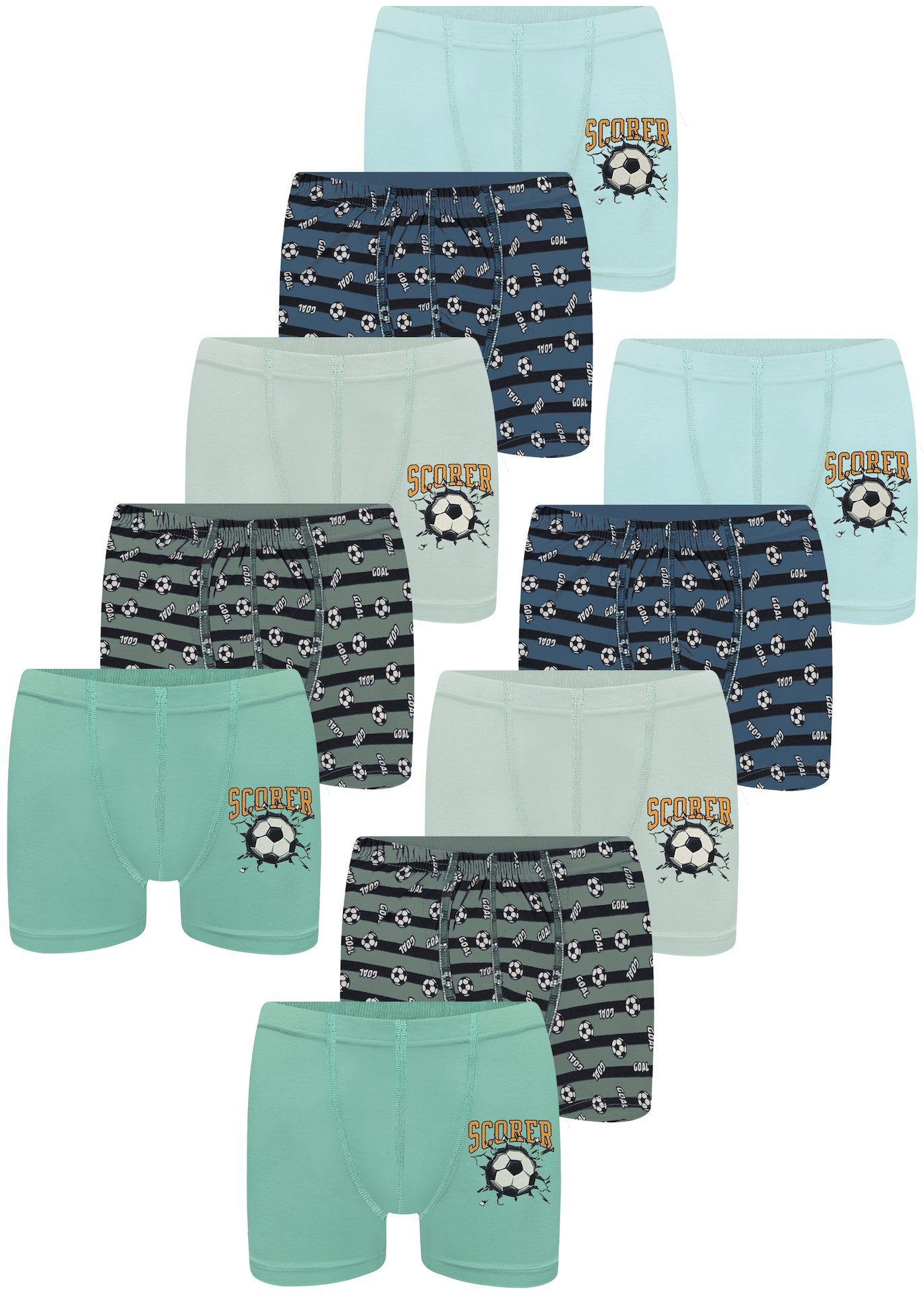 (Spar-Packung, Baumwolle Boxershorts Jungen LOREZA Unterwäsche 10-St) Scorer aus Unterhosen - 10 Boxershorts