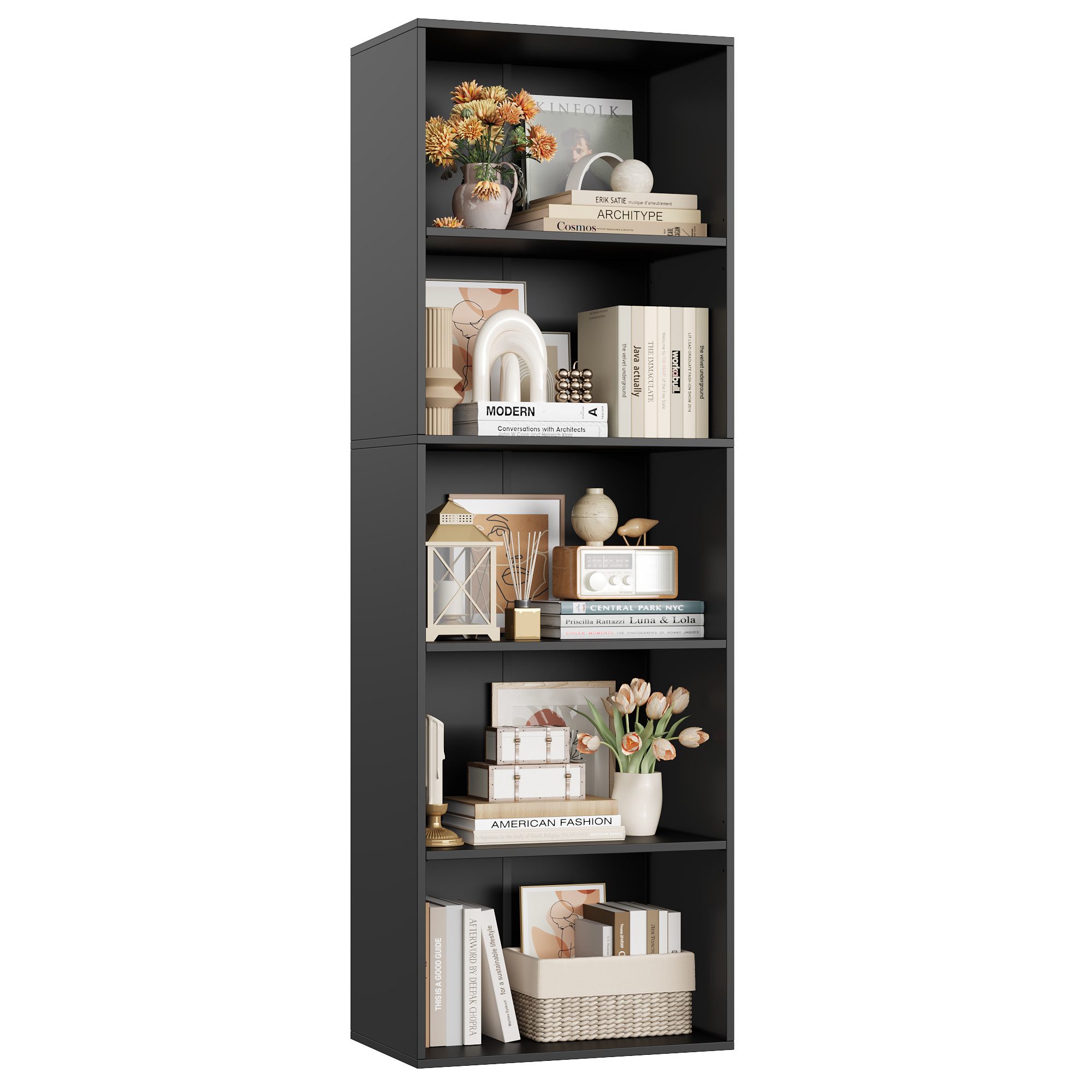 Homfa Bücherregal Regal mit 5 Fächern, 159cm Bücherschrank Standregal, vers günstig online kaufen