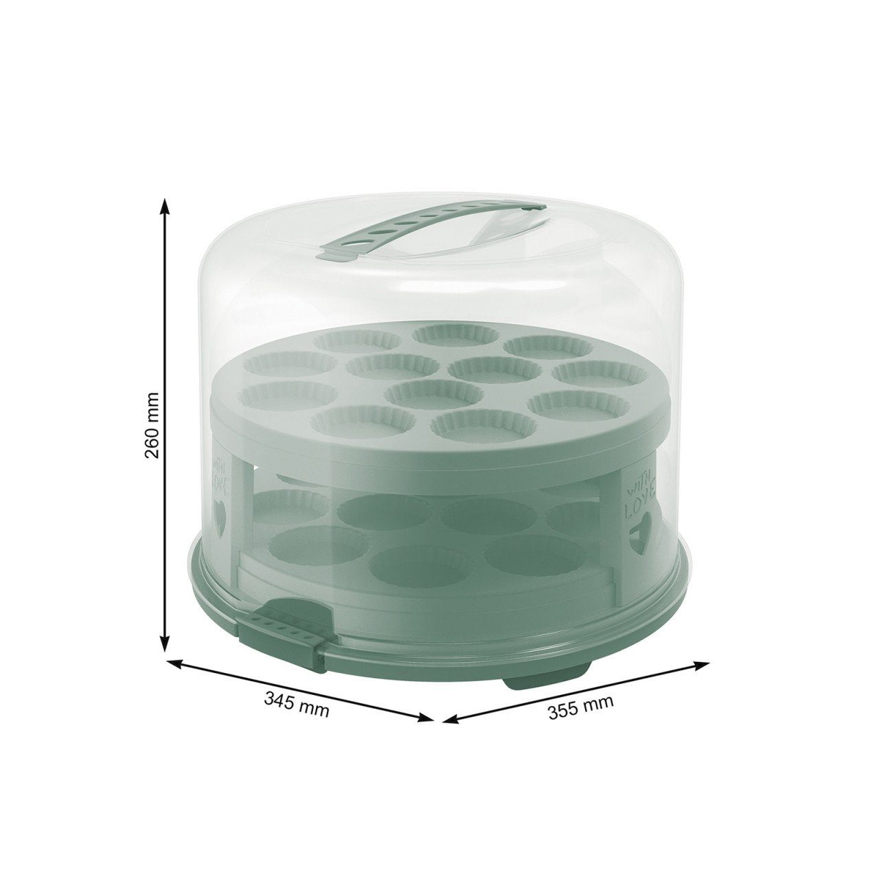 26 / inkl., ROTHO Trays Rotho Mistletoe cm Transparent Fresh mit Backblech Kunststoff XL Tortenglocke grün