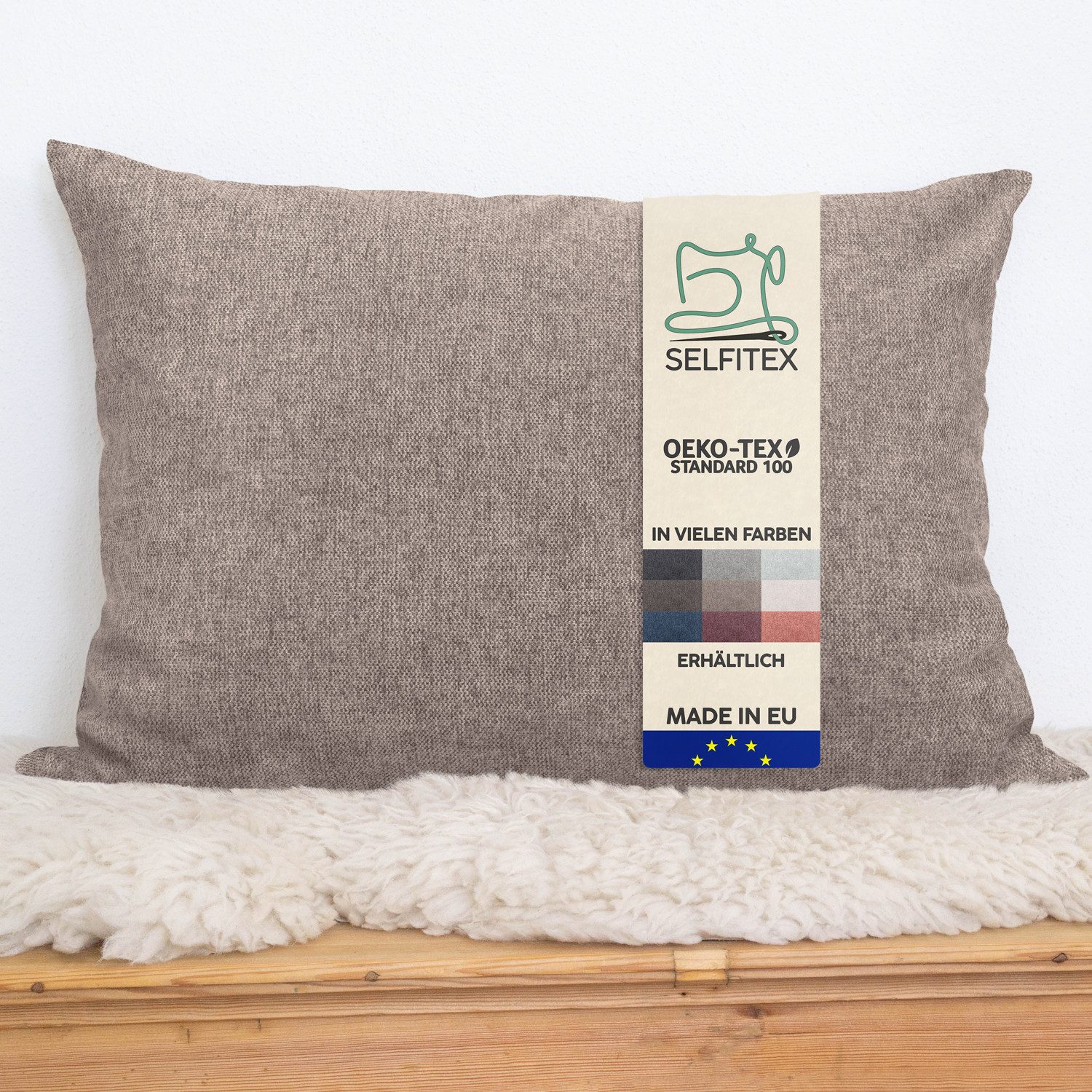 Selfitex Dekokissen 60x80 / 80x80 inkl. Füllkissen, große Farbauswahl, für Couch, Sofa und Bett
