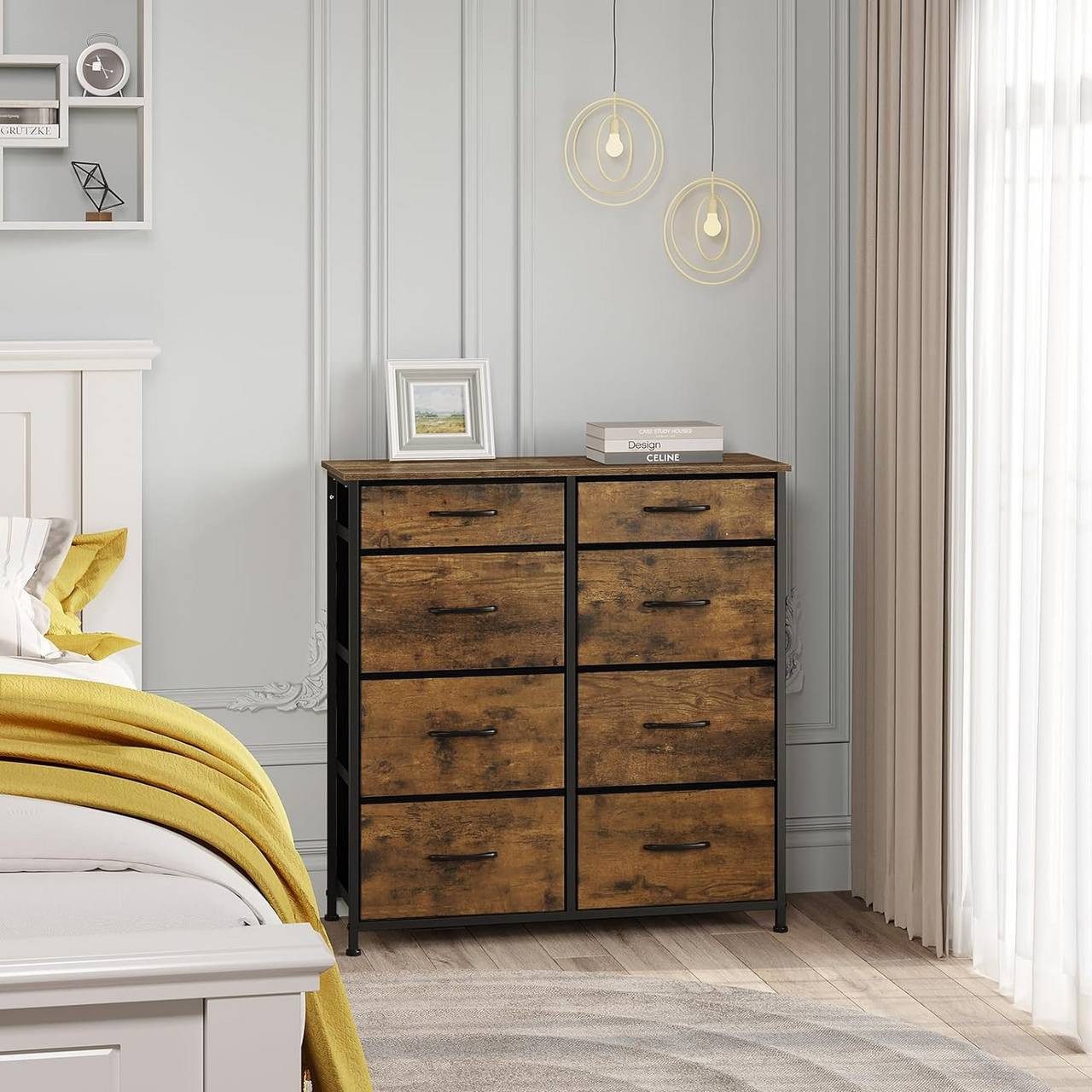 Woltu Kommode, mit 8 Stoffschubladen, für Schlafzimmer Wohnzimmer Flur