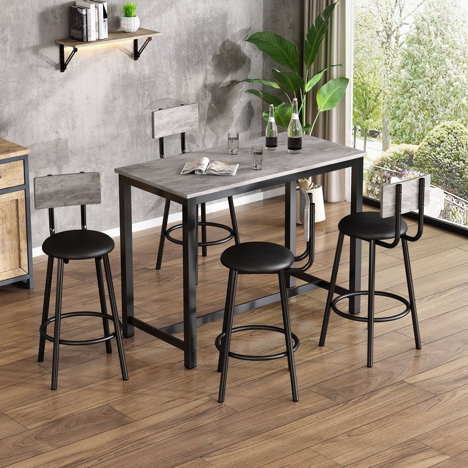 Flieks Essgruppe, (Set, 5-tlg), Esstisch mit 4 Stühlen Set Küchetisch  Esszimmerstuhl, Metallbeine