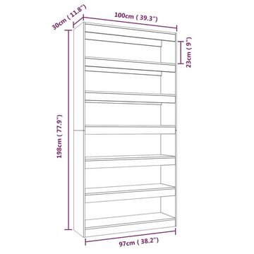 möbelando Bücherregal Gößnitz, B/H/T: 100x198x30 cm, aus Holzwerkstoff in Betongrau