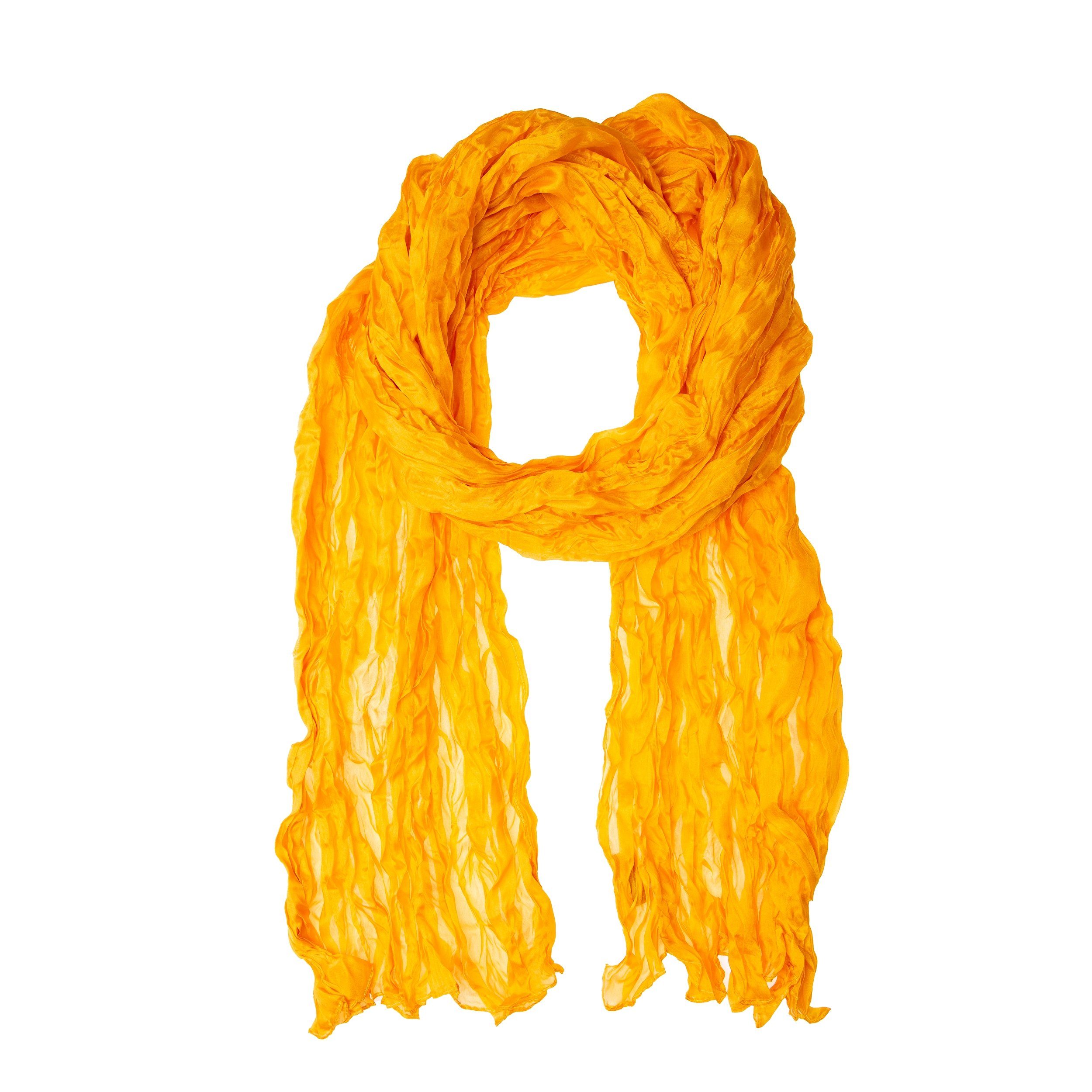 Silkroad Seidenschal Knitterschal Halstuch Schal XXL gelb pagode
