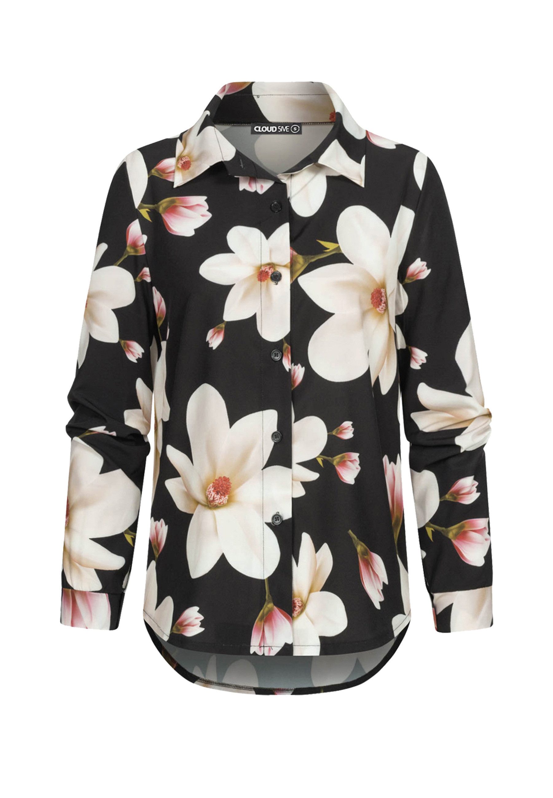 CLOUD 5IVE Langarmhemd CLOUD 5IVE Langarm-Bluse mit Knopfleiste u. Blumenprint