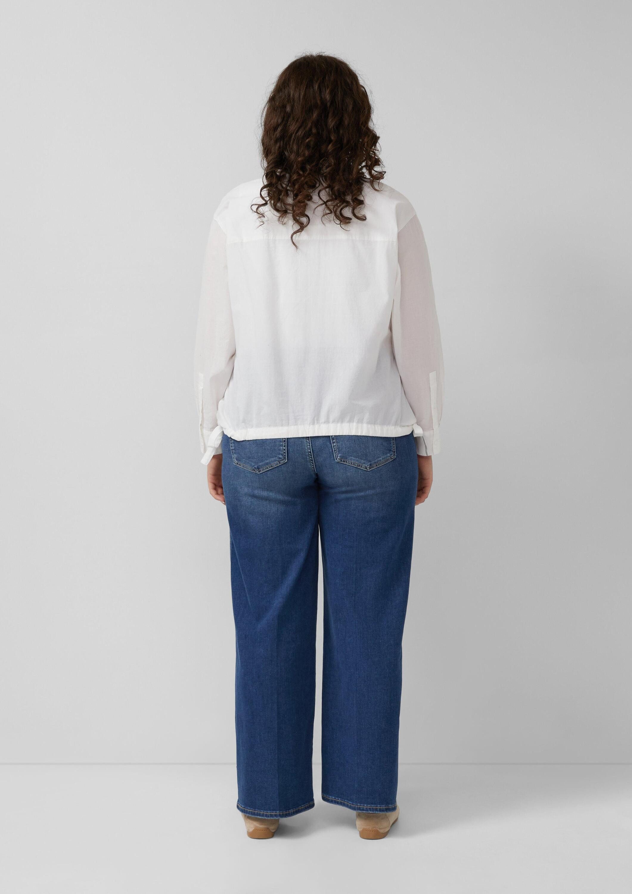 s.Oliver Langarmbluse Bluse Leichte Hemdbluse aus Baumwollvoile mit Schleifendetail