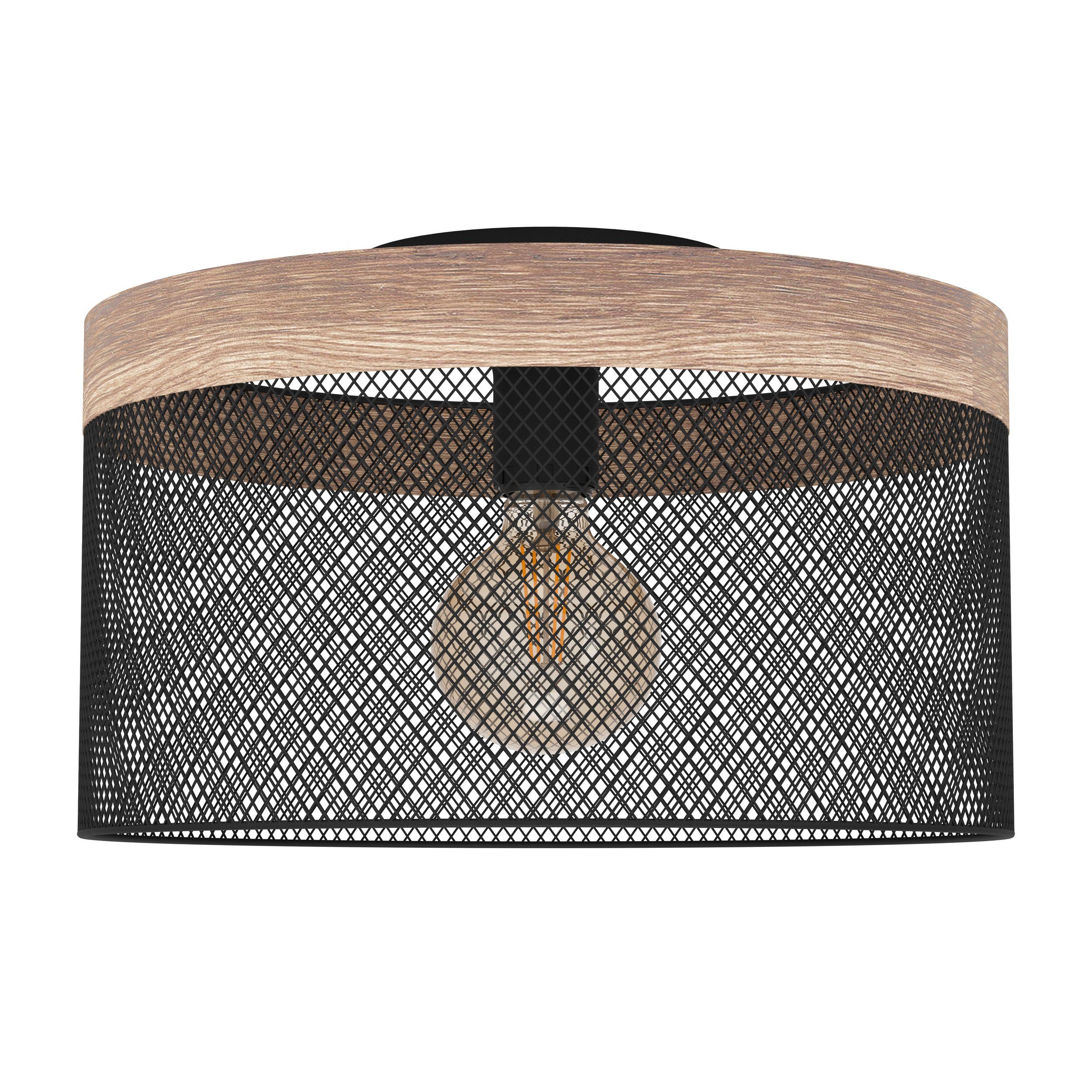 EGLO LED Deckenleuchte Kilnsdale, Leuchtmittel exklusive, EGLO Deckenleuchte Kilnsdale schwarz, braun 1X40W H:24 Ø 38 cm