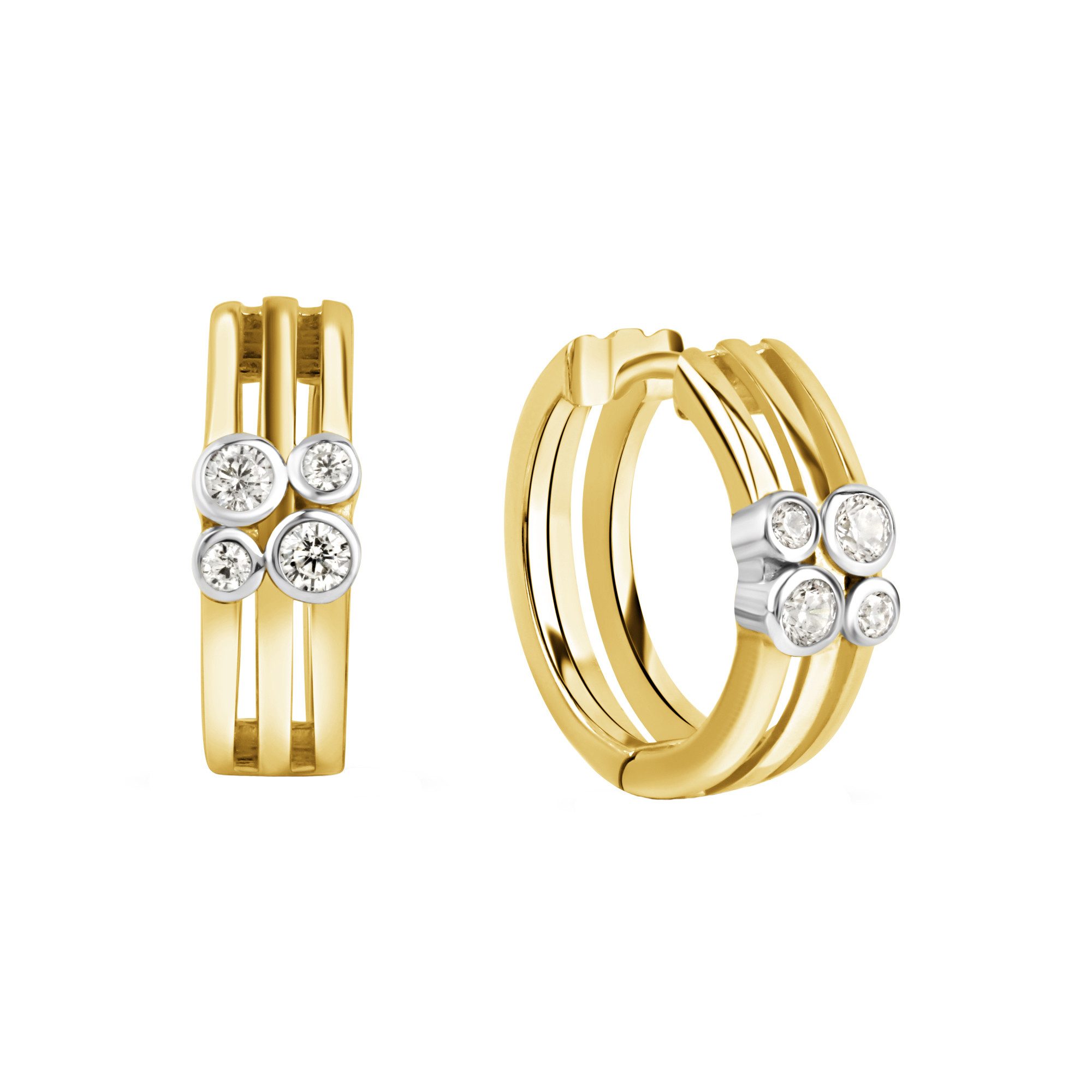 Vivance Paar Creolen 925/- Sterling Silber vergoldet Steinsitz rhodiniert Zirkonia