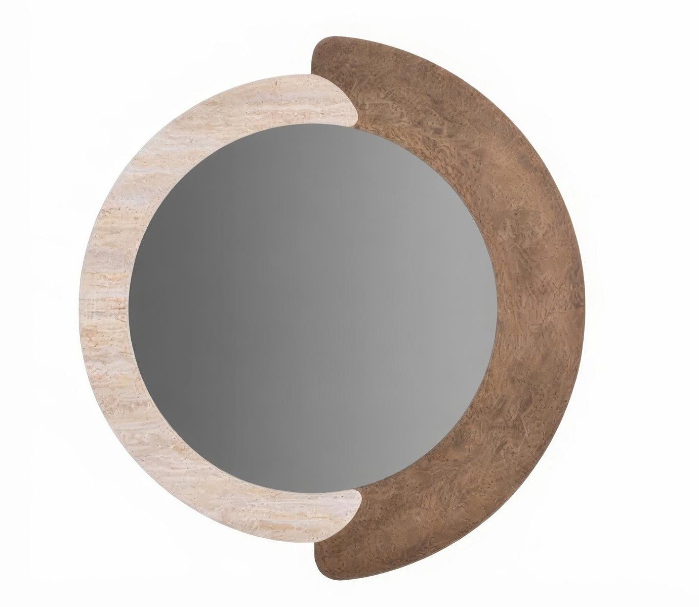 Xlmoebel Wandspiegel Wandspiegel Rund Modern Braun Beige Edel Luxus Dekospiegel (1-tlg)