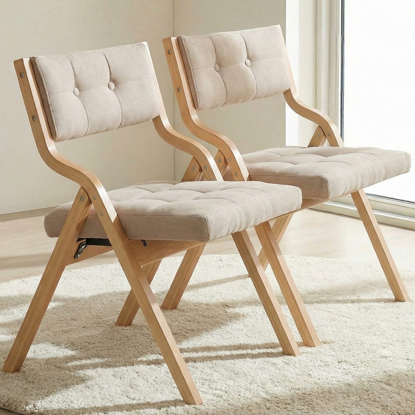 TLGREEN Klappstuhl,Küchenstuhl mit gepolstertem Sitz, (2 St), ergonomisch, platzsparend, rutschfest & stabil