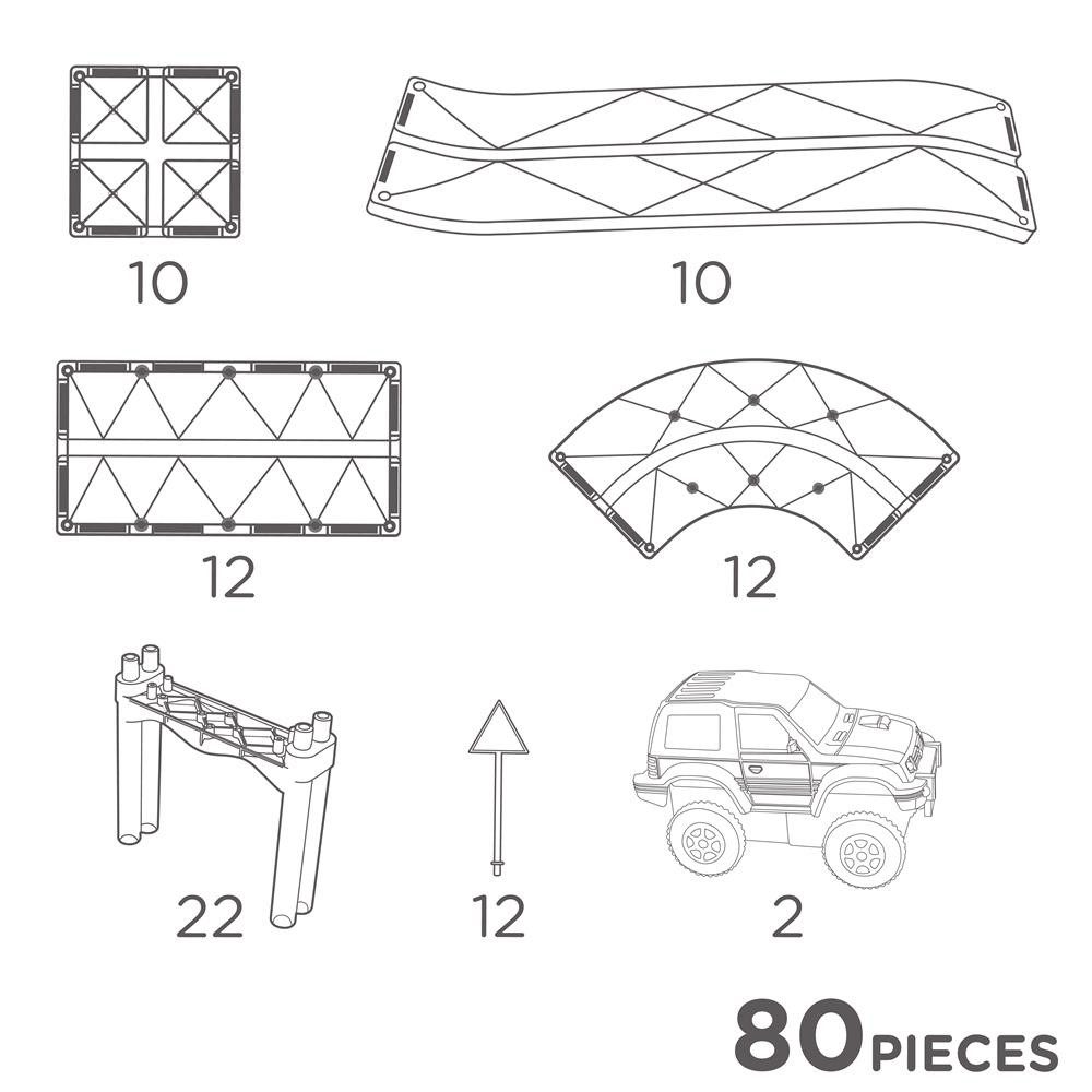 Cleverclixx Cleverclixx Autobahn-Bausatz in Pastellfarben 80 Teile Magnetspielbausteine, langlebiges Magnetspielzeug, robuste Bauweise, erweiterbare Sets – Bild 4 von 4