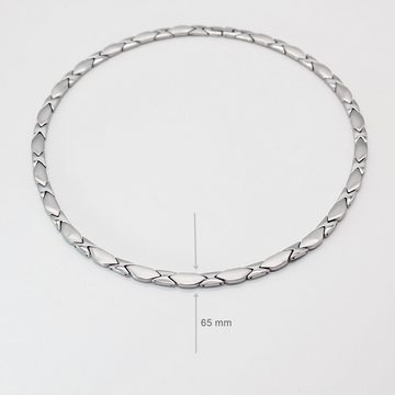 ELLAWIL Edelstahlkette Halskette / Collier Damenkette Collierkette Gliederkette Magnet-Kette (silberfarbener Edelstahl, Kettenlänge 48 cm, Breite 6 mm), inklusive Geschenkschachtel