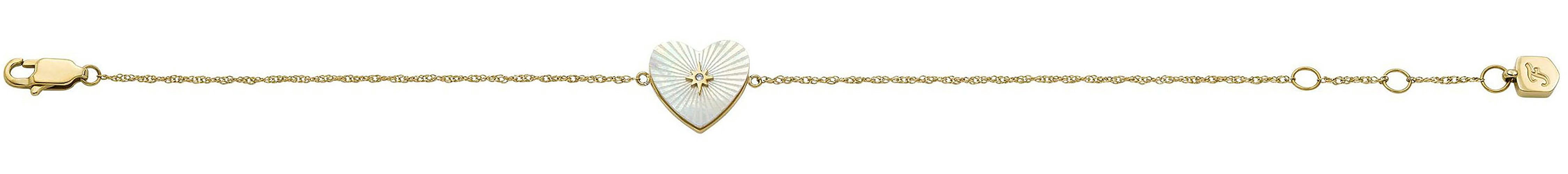 Fossil Armband Schmuck Geschenk Edelstahl RADIANT LOVE HEART, mit Glasstein - mit Perlmutt