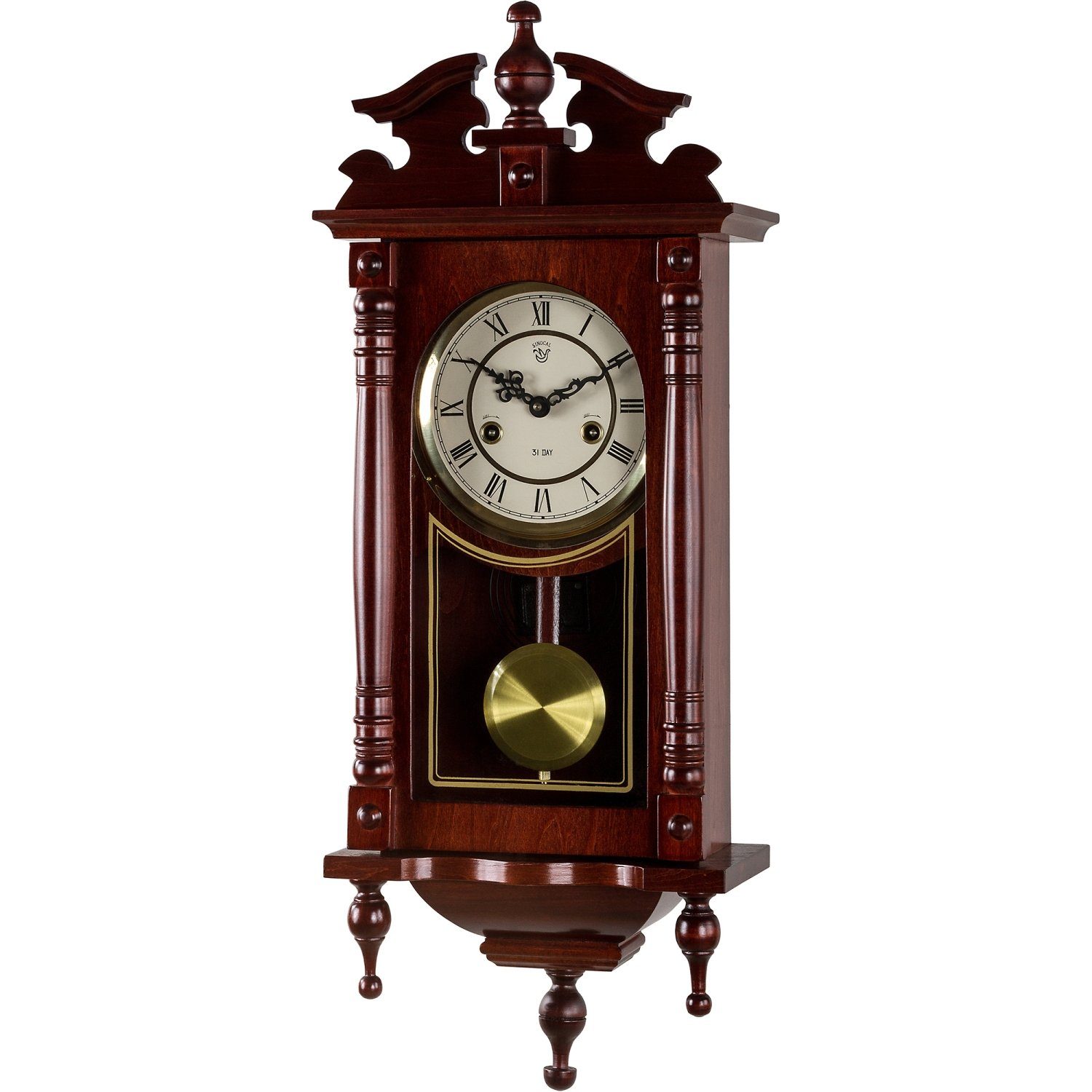 29,5 MAXSTORE Uhr Mechanische Vintage Retro x Mahagoni, 15 x 75 (Orpheus, Pendeluhr Pendelwanduhr Regulator cm)