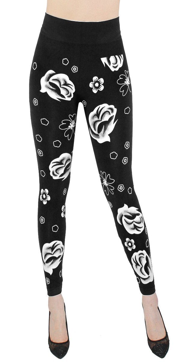 dy_mode Highwaist Leggings Damen Leggings mit Bunte Blumen Muster Fitness Leggins Laufhose mit elastischem Bund, Bunt Geblümt