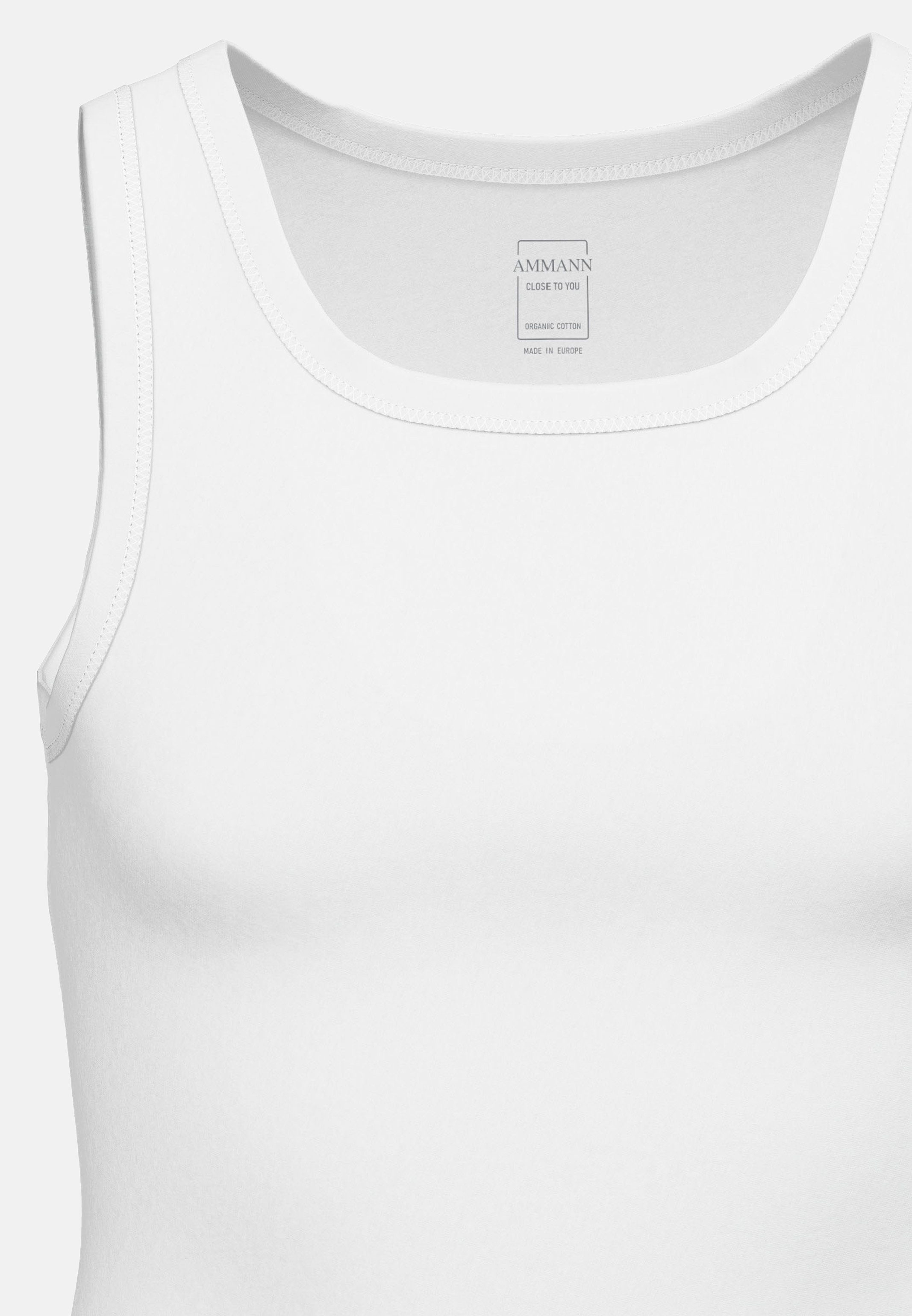 Ammann Unterhemd Close Weiß Material - / - to Atmungsaktiv you Elastisches (1-St) Baumwolle Tanktop - Unterhemd