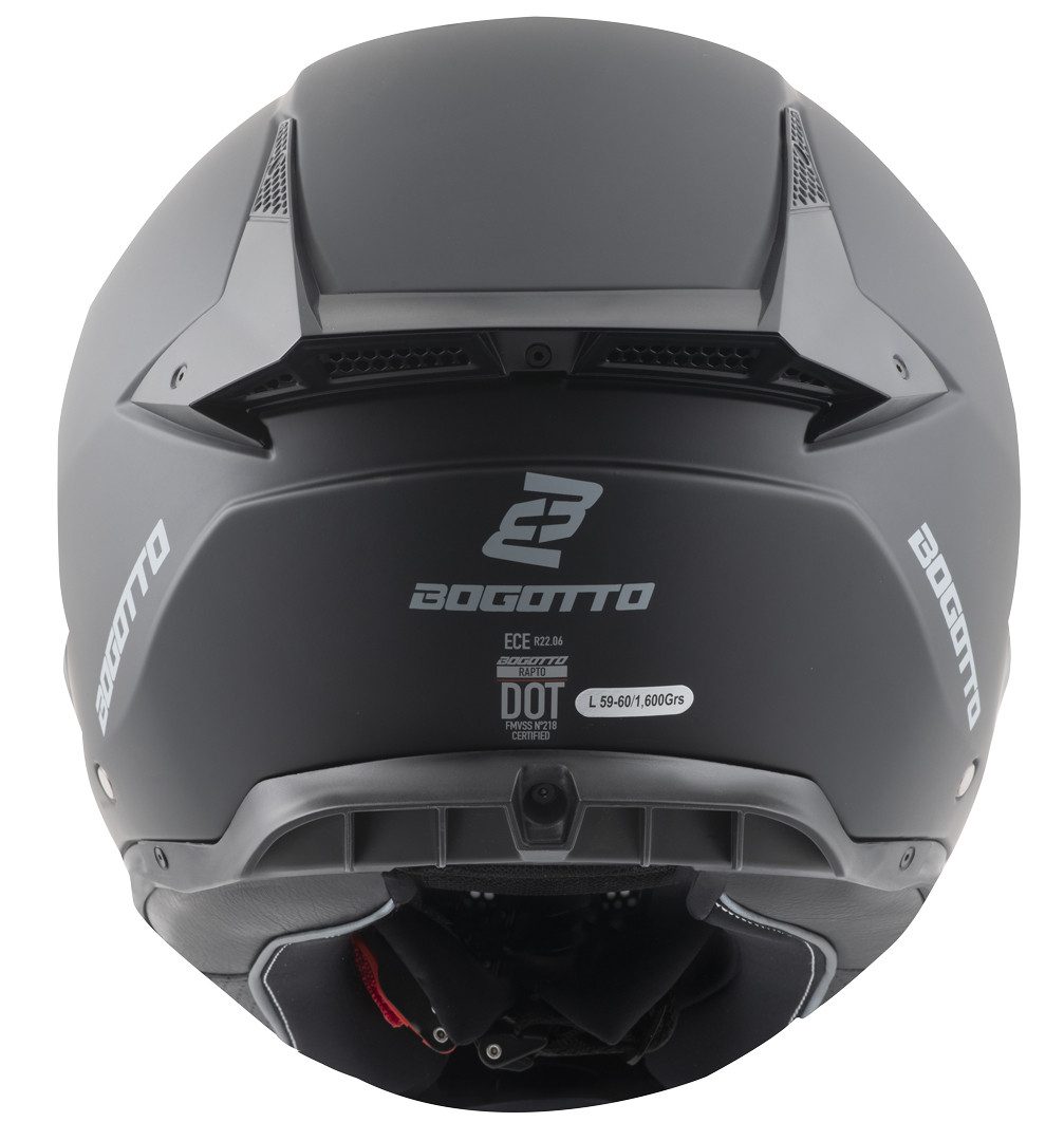 Bogotto Motorradhelm Rapto Jaws Helm, vorbereitet für Kommunikationssystem