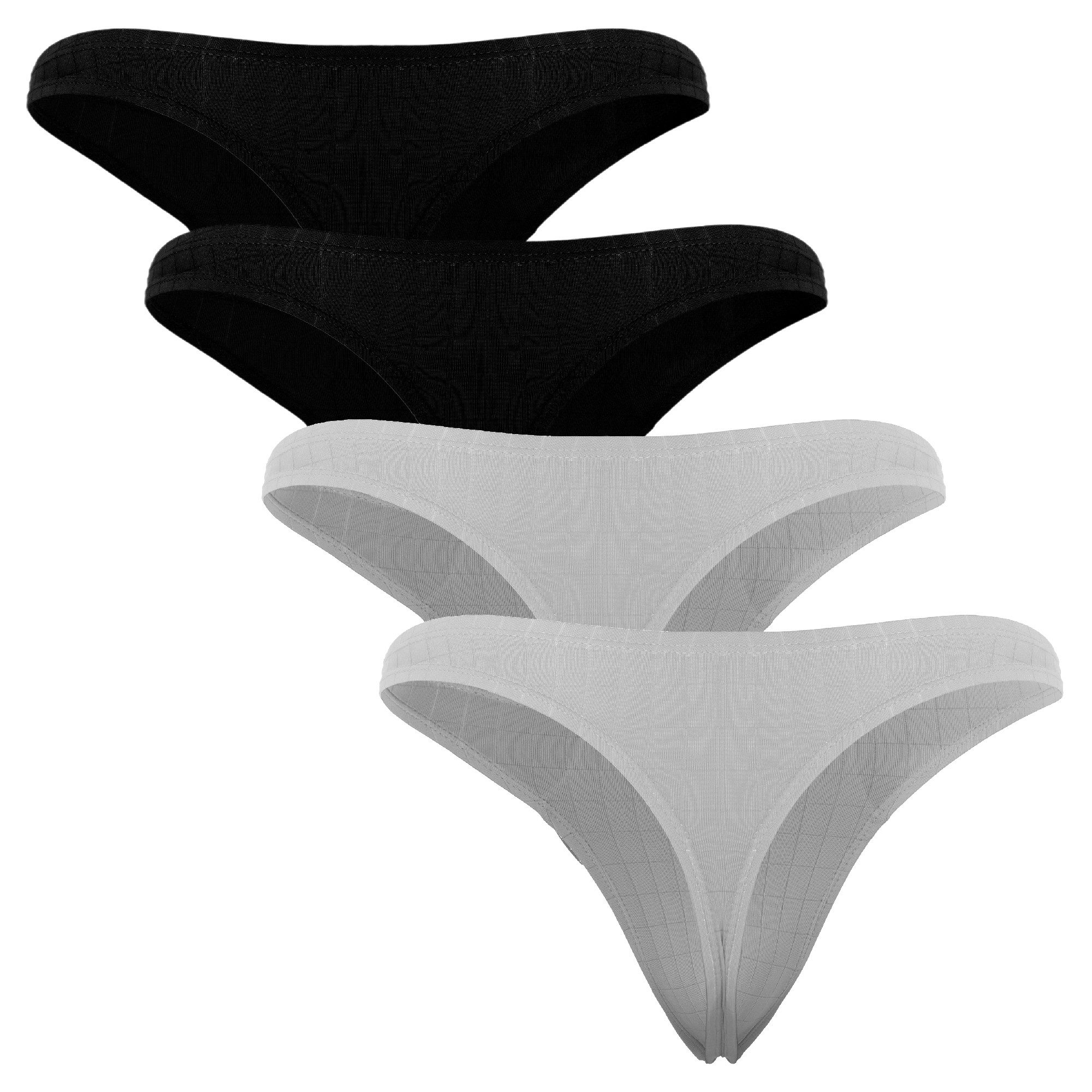 Fabio Farini String Herren Unterhosen - Männer Tangas aus atmungsaktiver Mikrofaser (4-St) im sportlichen Look mit Karo-Muster