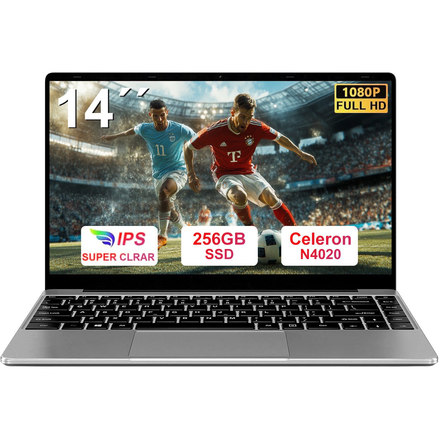 bvate B5 Laptop, 14 Zoll, N4020, 6GB RAM, 256GB SSD Notebook Notebook (35 cm/14 Zoll, Celeron N4020 N4020, Celeron N4020, 6 GB, 256 GB SSD, 180° Drehung/Low Blue Light-Zertifizierung/Deutsche Tastaturaufkleber)