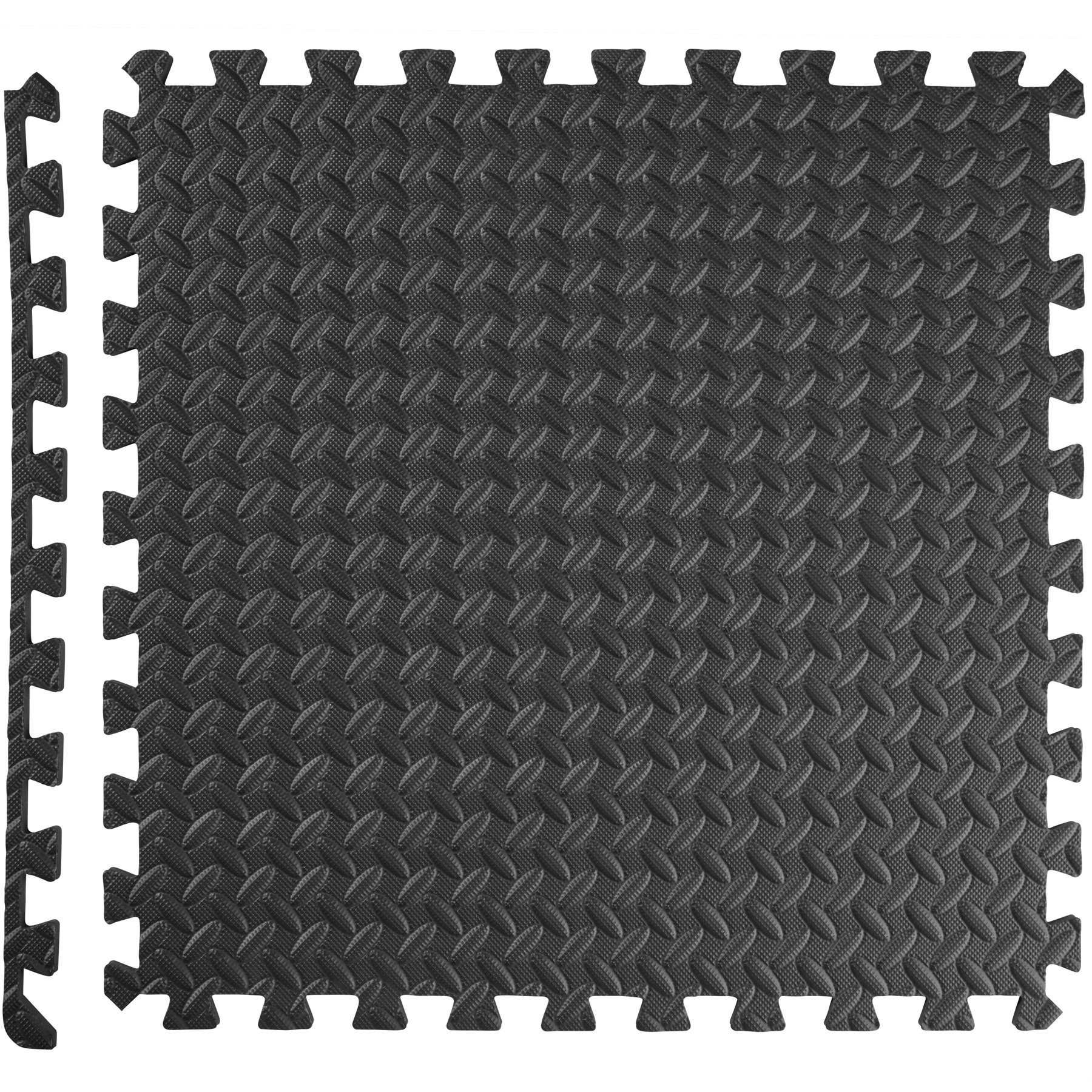 24er Randstücken tectake schwarz Bodenschutzmatte mit 24-tlg., Bodenschutzmatte 48 Set
