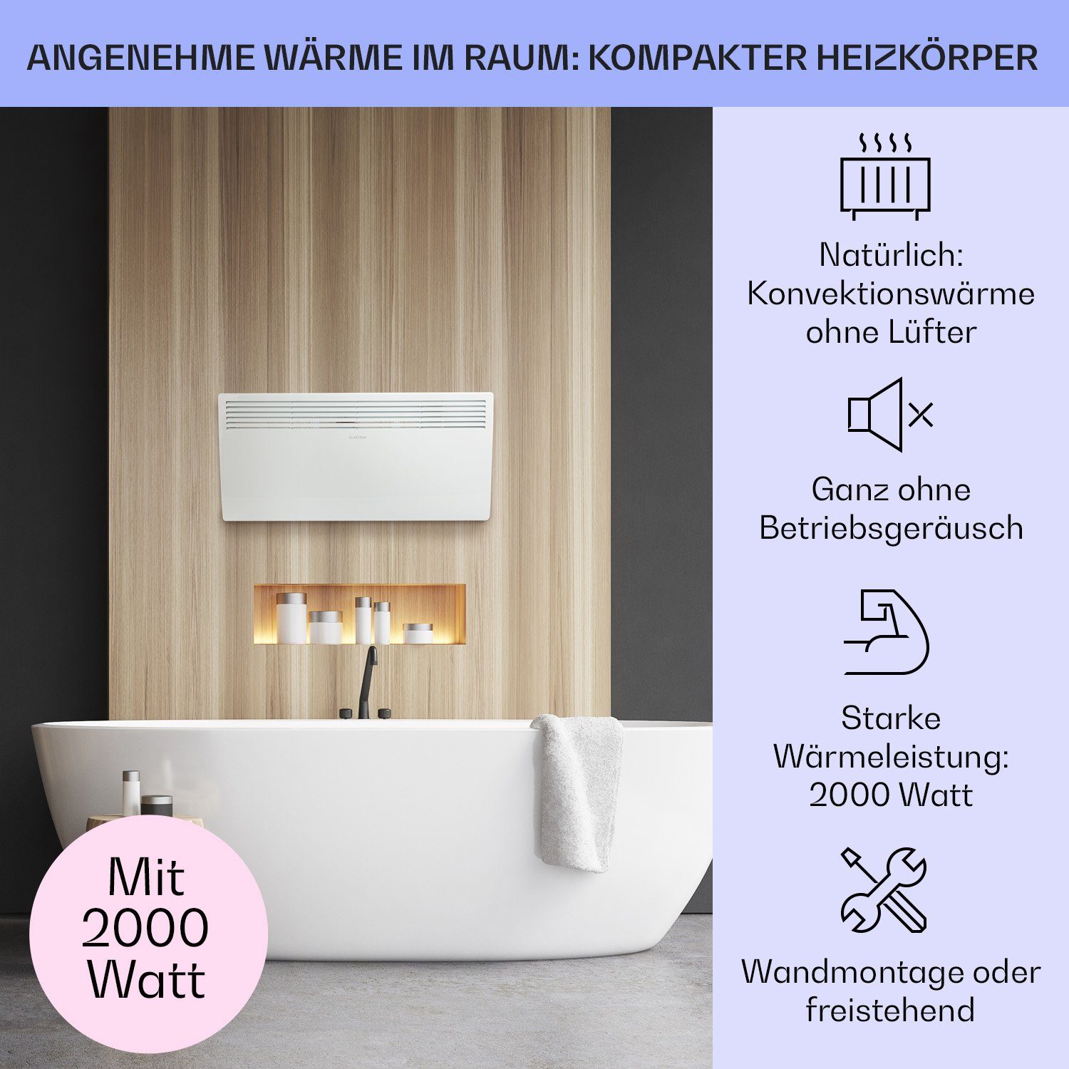 Klarstein Heizstrahler Hot Spot Slimcurve, 2000 günstig online kaufen