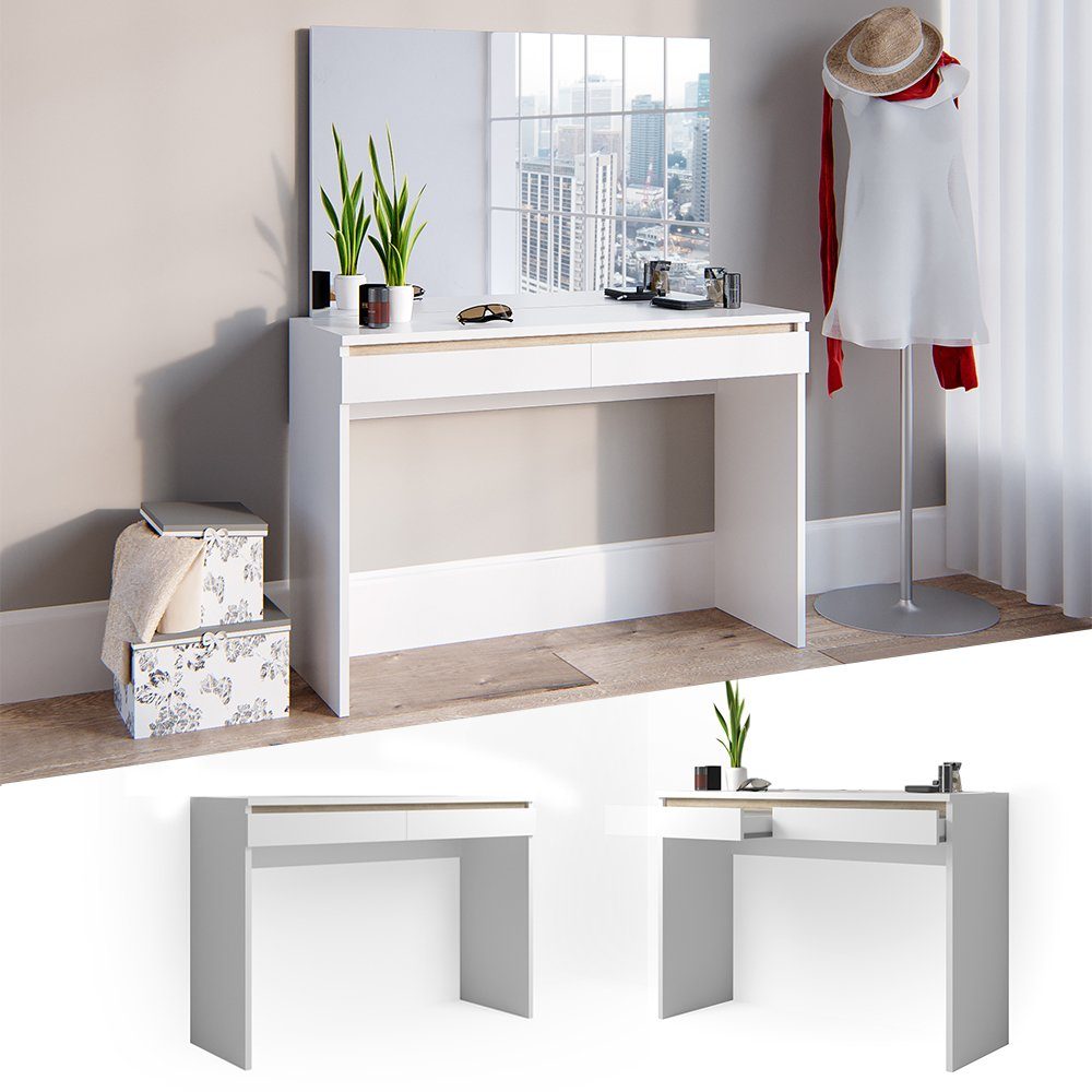 Vicco Schminktisch Emma, Weiß/Sonoma, 120 cm ohne Spiegel günstig online kaufen
