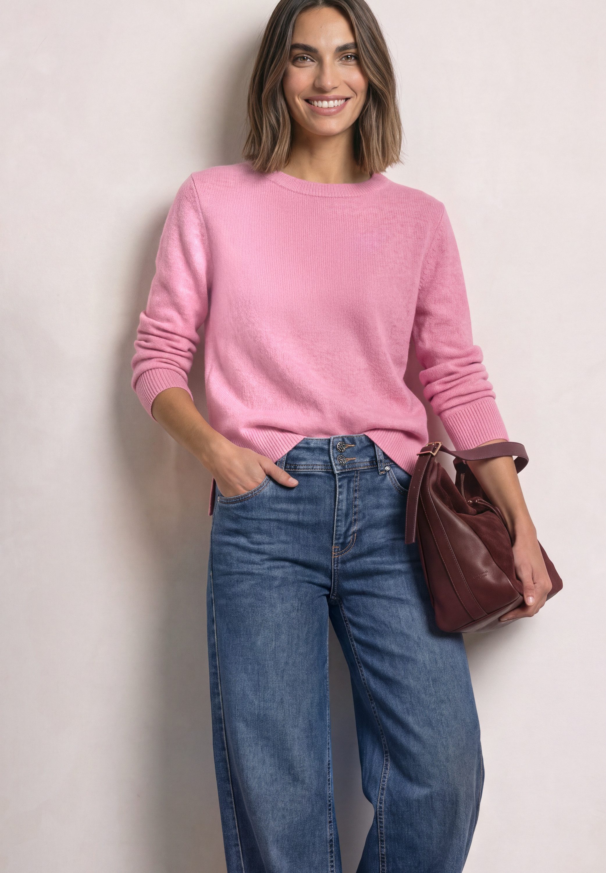 STREET ONE Strickpullover mit Boat Neck / U-Boot-Ausschnitt