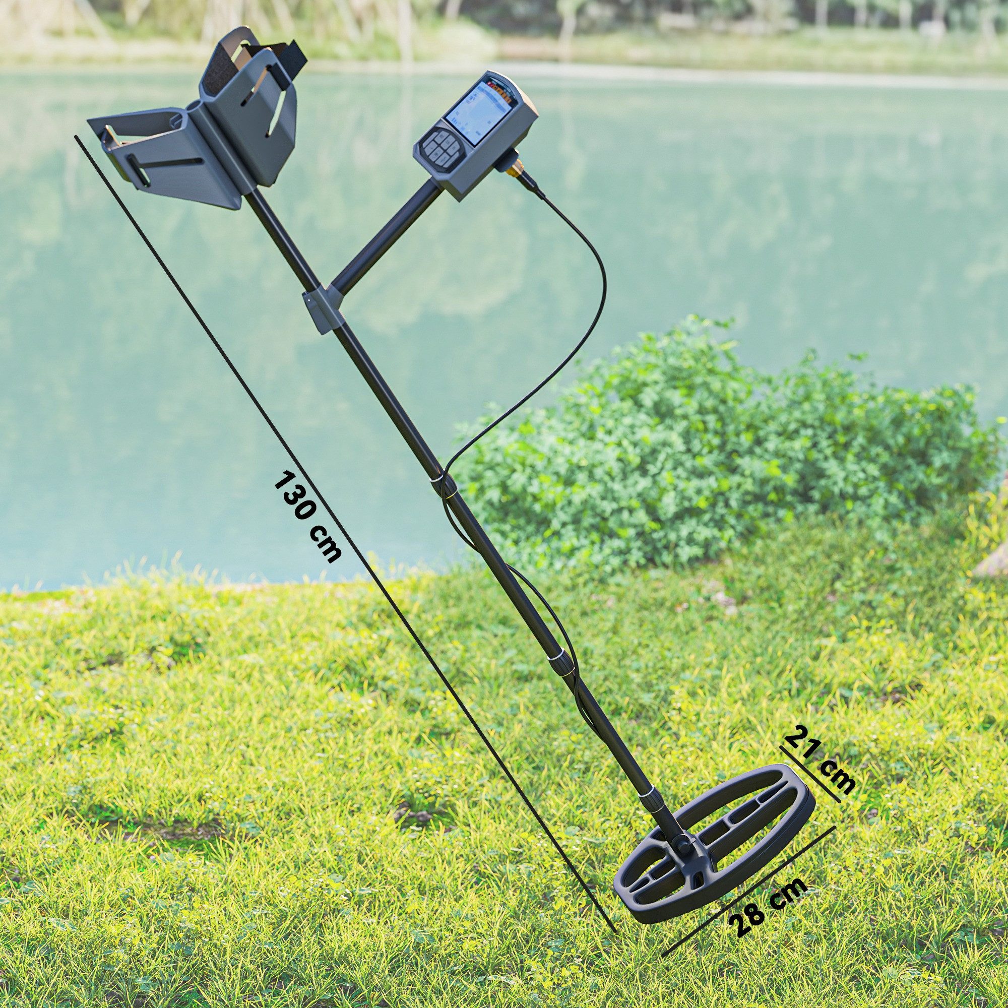 Outsunny Metalldetektor 5 Modi, tragbar, mit Alarm Spule LCD-Display, IP68 wasserdicht, für Hunt, Relikte, Dunkelgrau