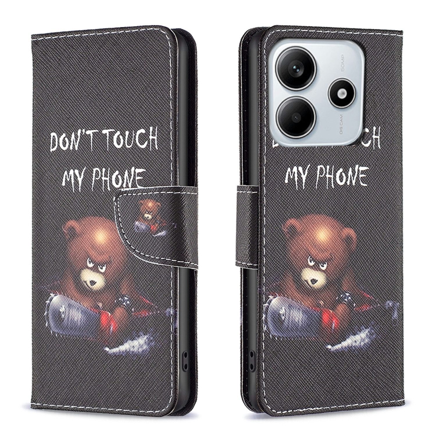 Wigento Smartphone-Hülle Für Xiaomi Redmi Note 14 5G Kunstleder Book Wallet Design Tasche Hülle, Kunst-Leder Schutzhülle magnetischer Verschluss