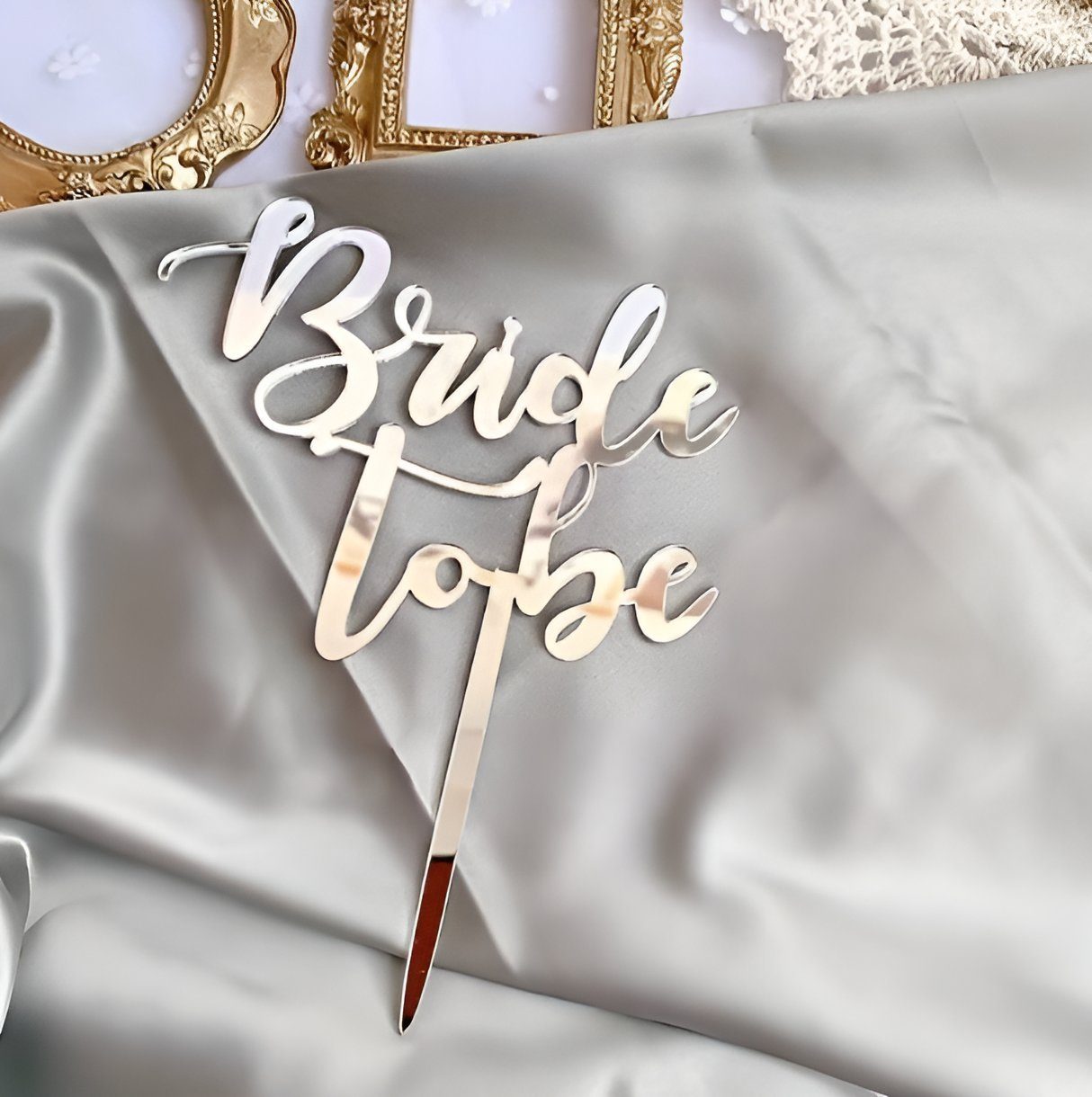 Festivalartikel Tortenstecker Bride To Be Topper Silber