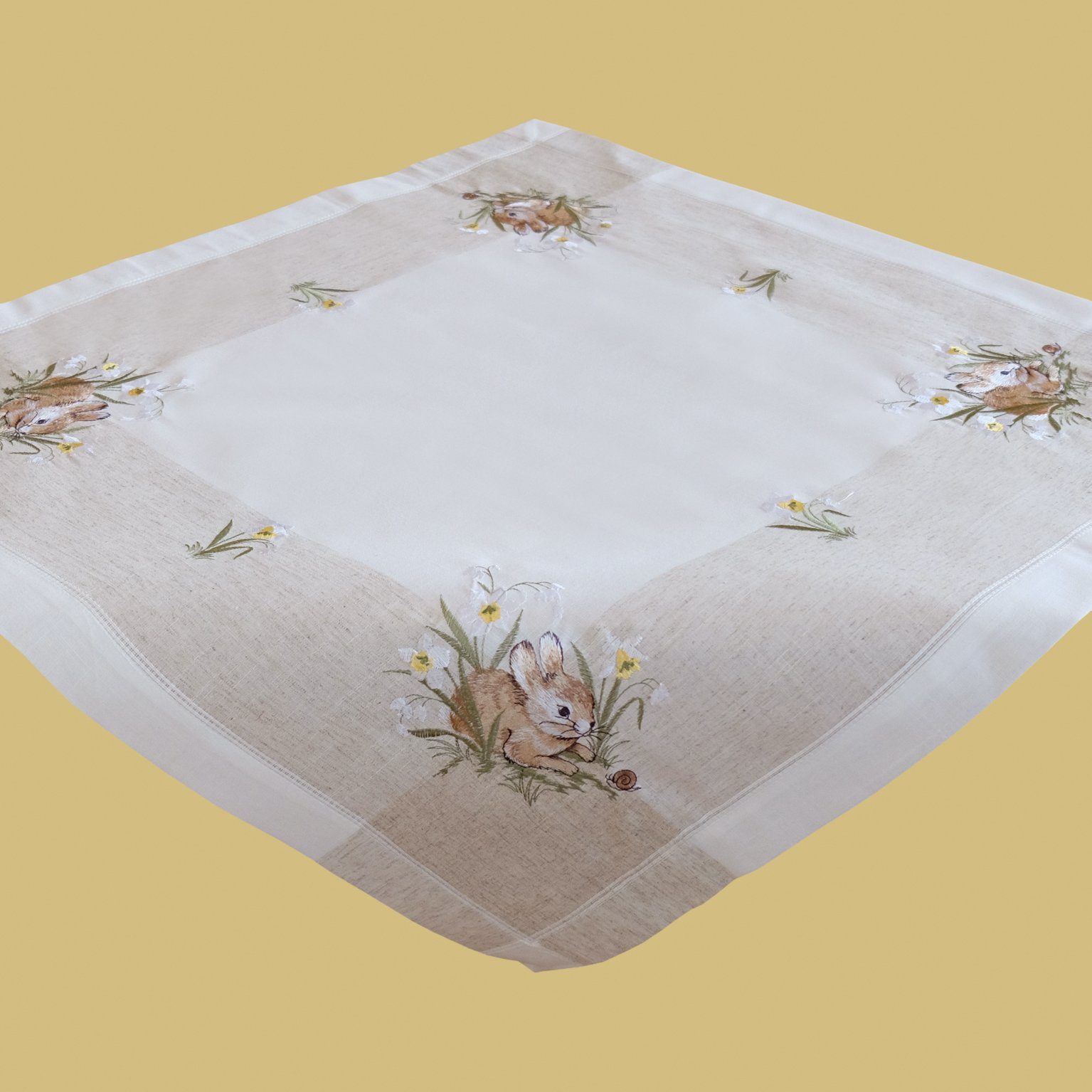 texpot Tischdecke Tischläufer Stickerei Hase ecru Leinenoptik Ostern, besti günstig online kaufen