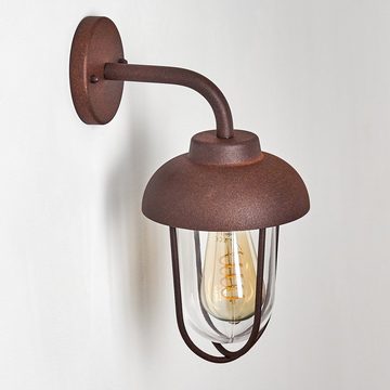 hofstein Außen-Wandleuchte »Pagani« Außenwandlampe aus Metall/Glas in Rost, ohne Leuchtmittel, in Retro-Optik, E27en, Außenleuchte mit Echtglas