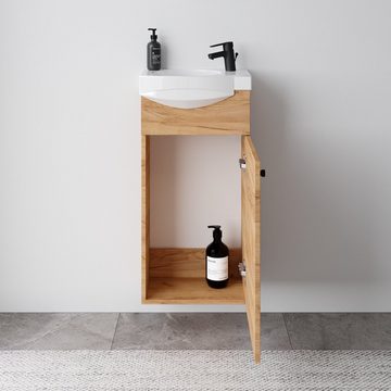 Planetmöbel Badmöbel-Set Waschtischunterschrank 40 cm mit Spiegel, (Set, 3-St)