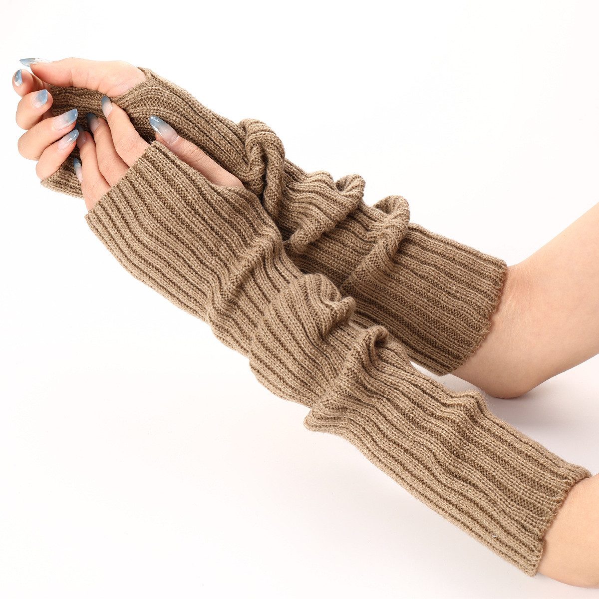 Coonoor Armstulpen Unisex Winter Stricken Handschuh Daumenloch Fäustling Armwärmer – Bild 2 von 5