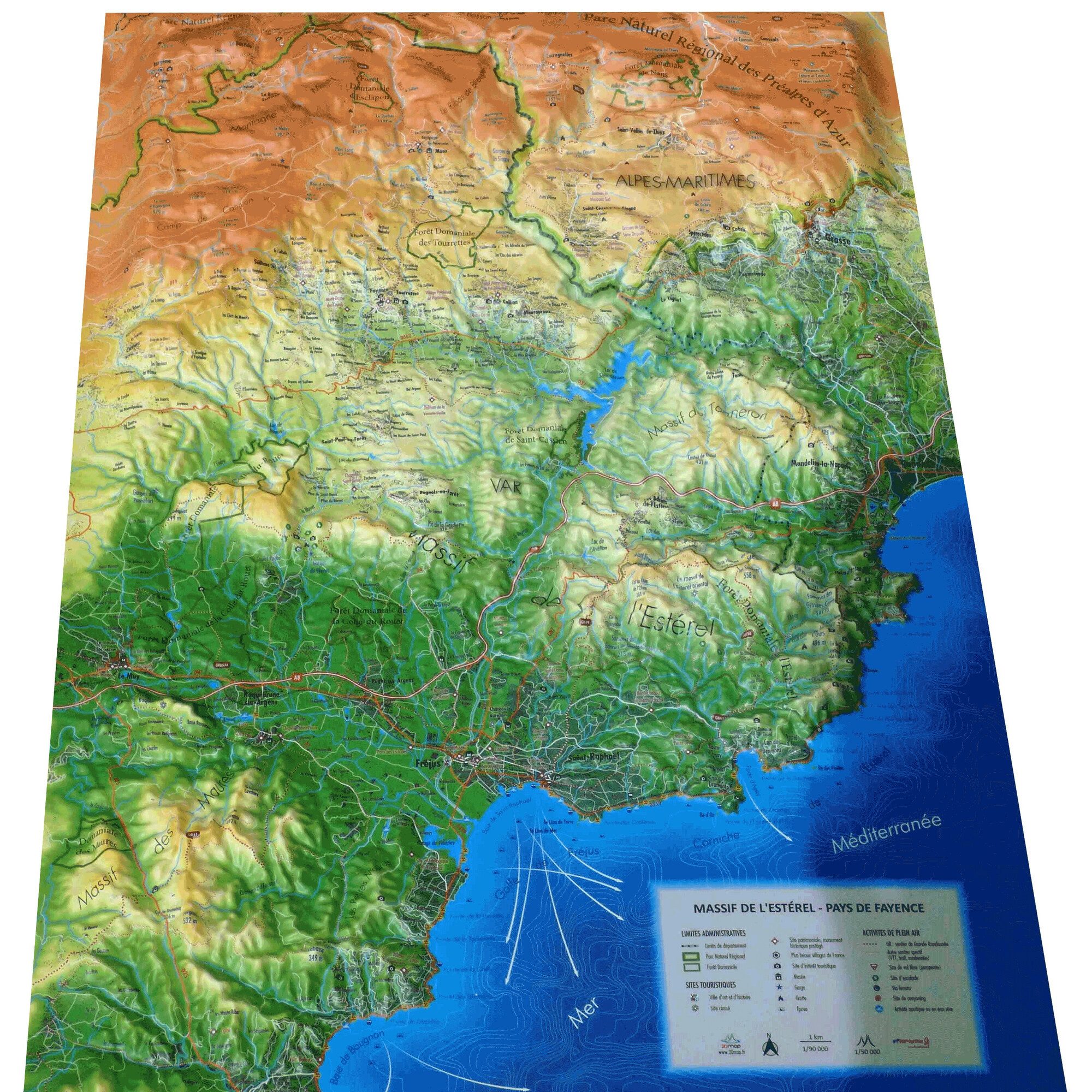 3Dmap Wandbild 3Dmap Regional-Karte Massif de l'Estérel et du Pays de Fayence