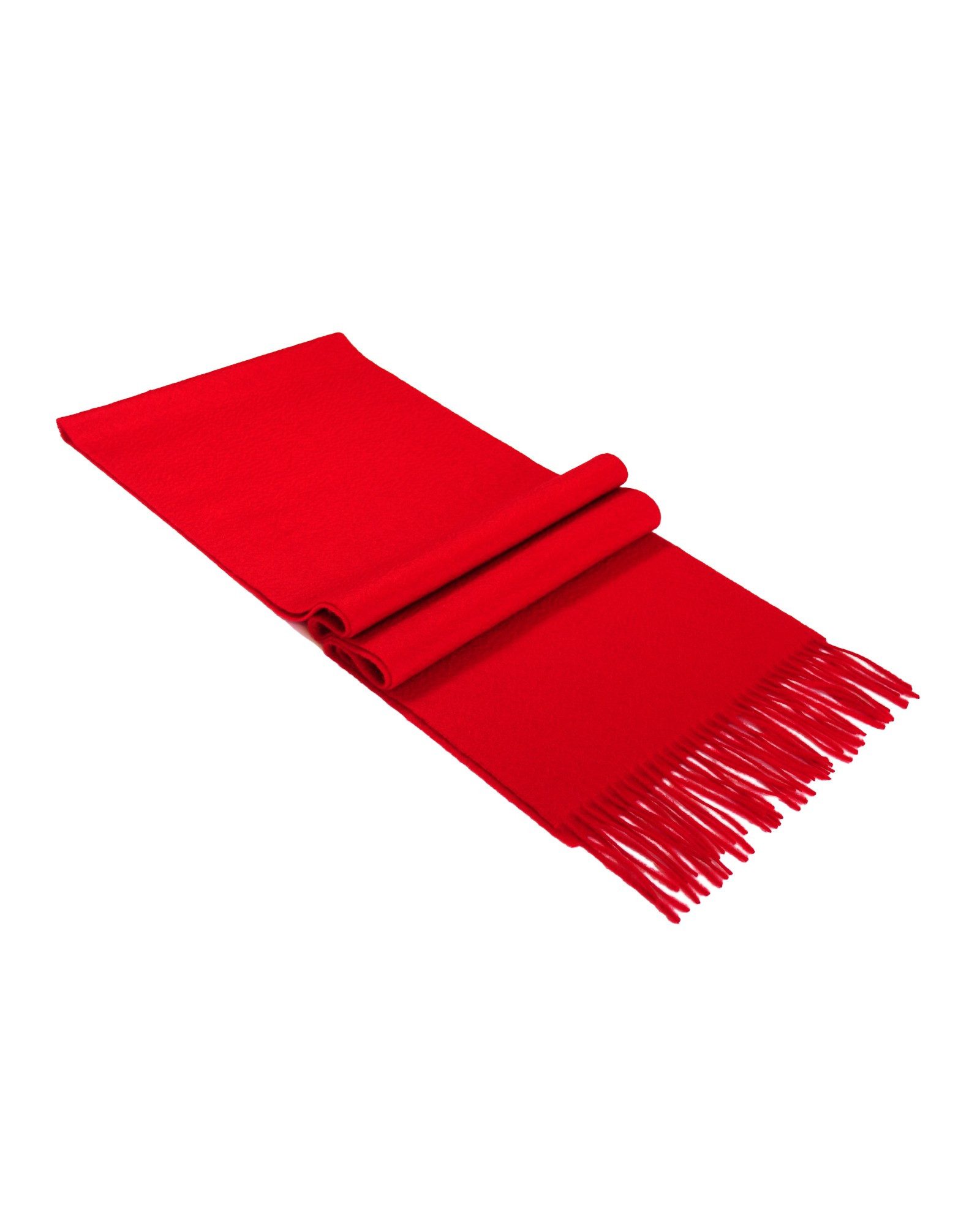 MayTree Kaschmirschal Unisex, 180 x 30cm, mit Fransen, einfarbig Rot, (Stück, 1-St), 100% Kaschmir