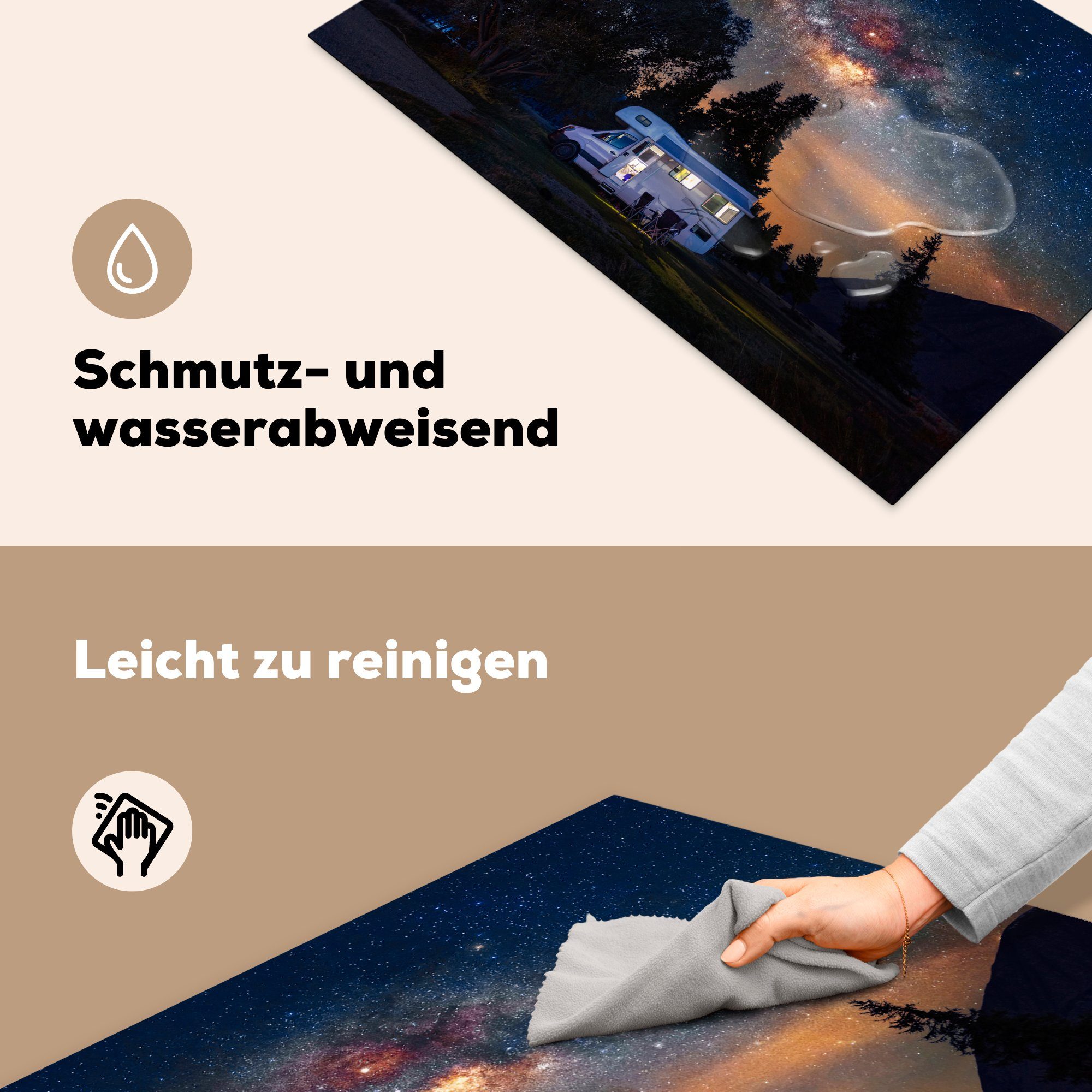 MuchoWow Herdblende-/Abdeckplatte Sternenklare Nacht - Vinyl, für 81x52 tlg), die Ceranfeldabdeckung - Induktionskochfeld Schutz Neuseeland, (1 küche, cm, Wohnmobil