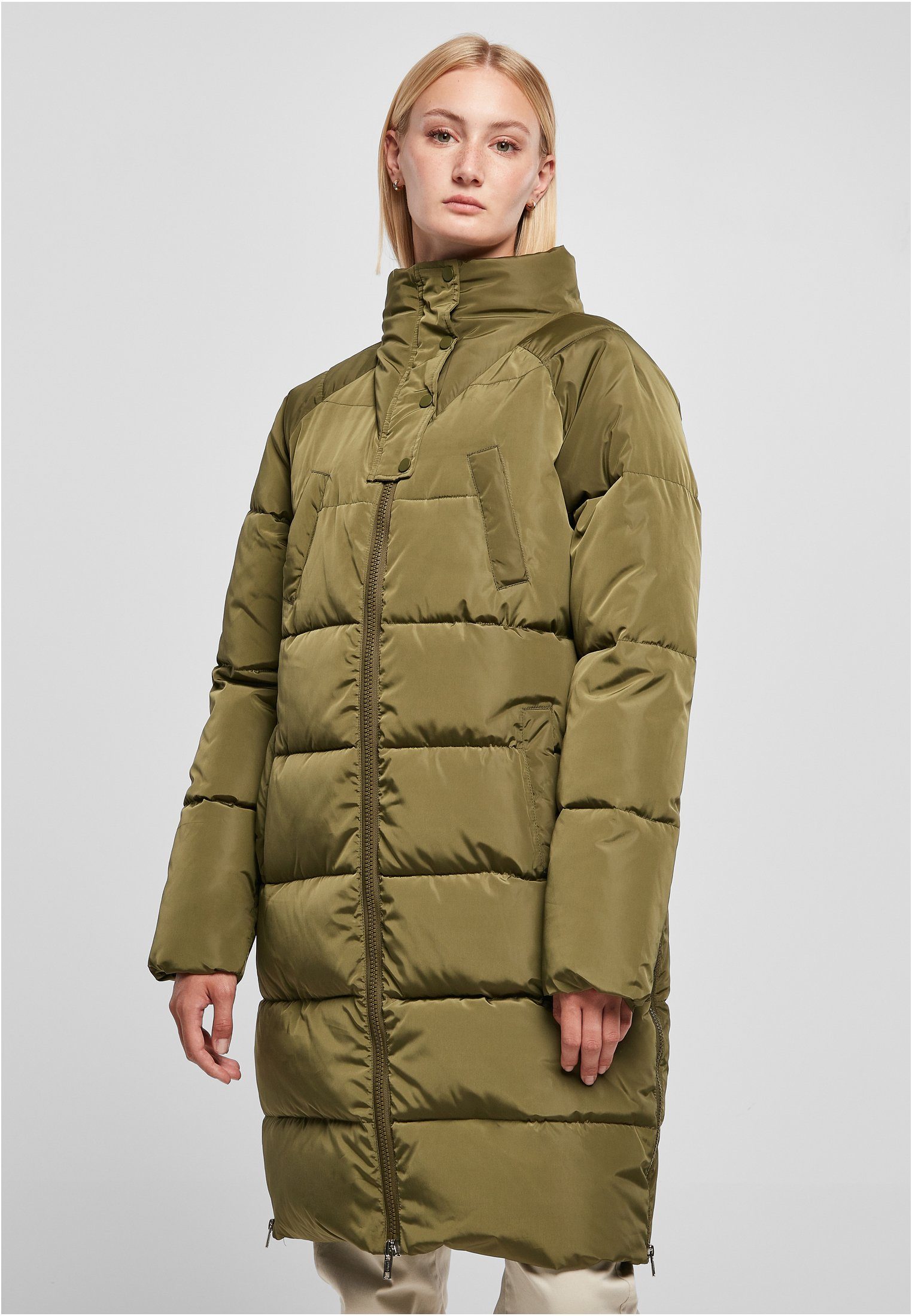 High Damen (1-St) Winterjacke URBAN Coat Ladies Puffer CLASSICS olive Neck